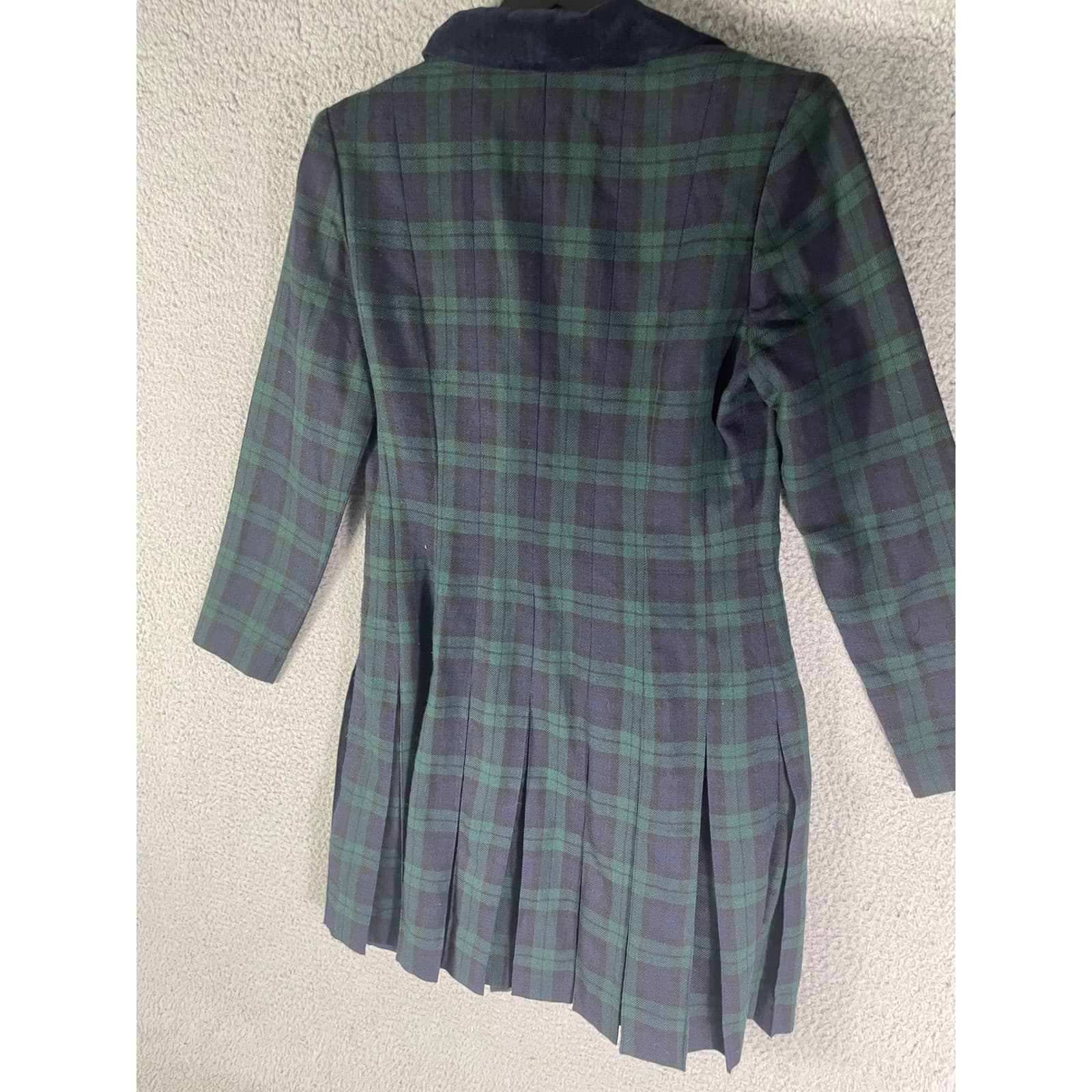 Cynthia Howie Maggy Boutique Petites Black Watch Plaid Velvet Collar Dress 6P - Thumbnail 9