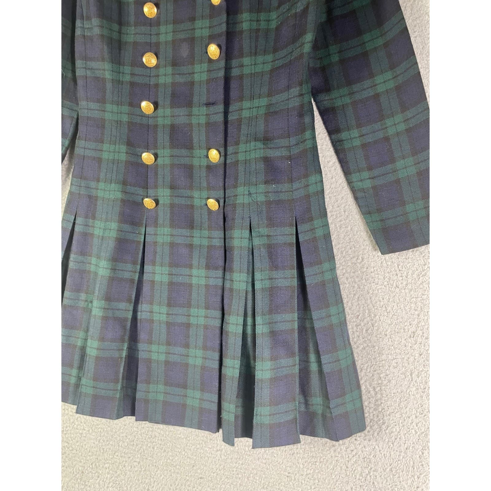 Cynthia Howie Maggy Boutique Petites Black Watch Plaid Velvet Collar Dress 6P - Thumbnail 8