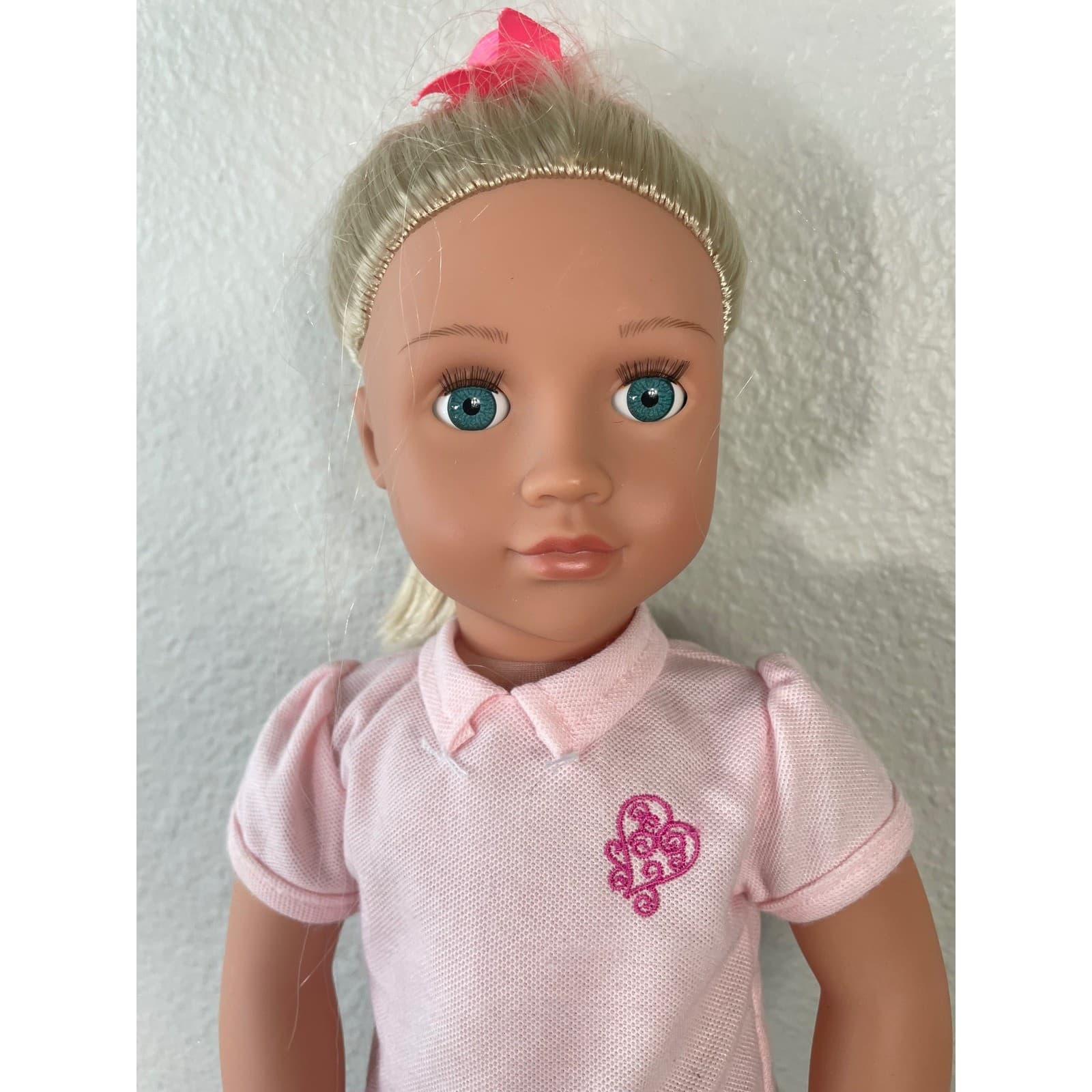 Our Generation Hally 18 inch School Doll Blonde Hair Blue Eyes Pink Polo Outfit - Thumbnail 8
