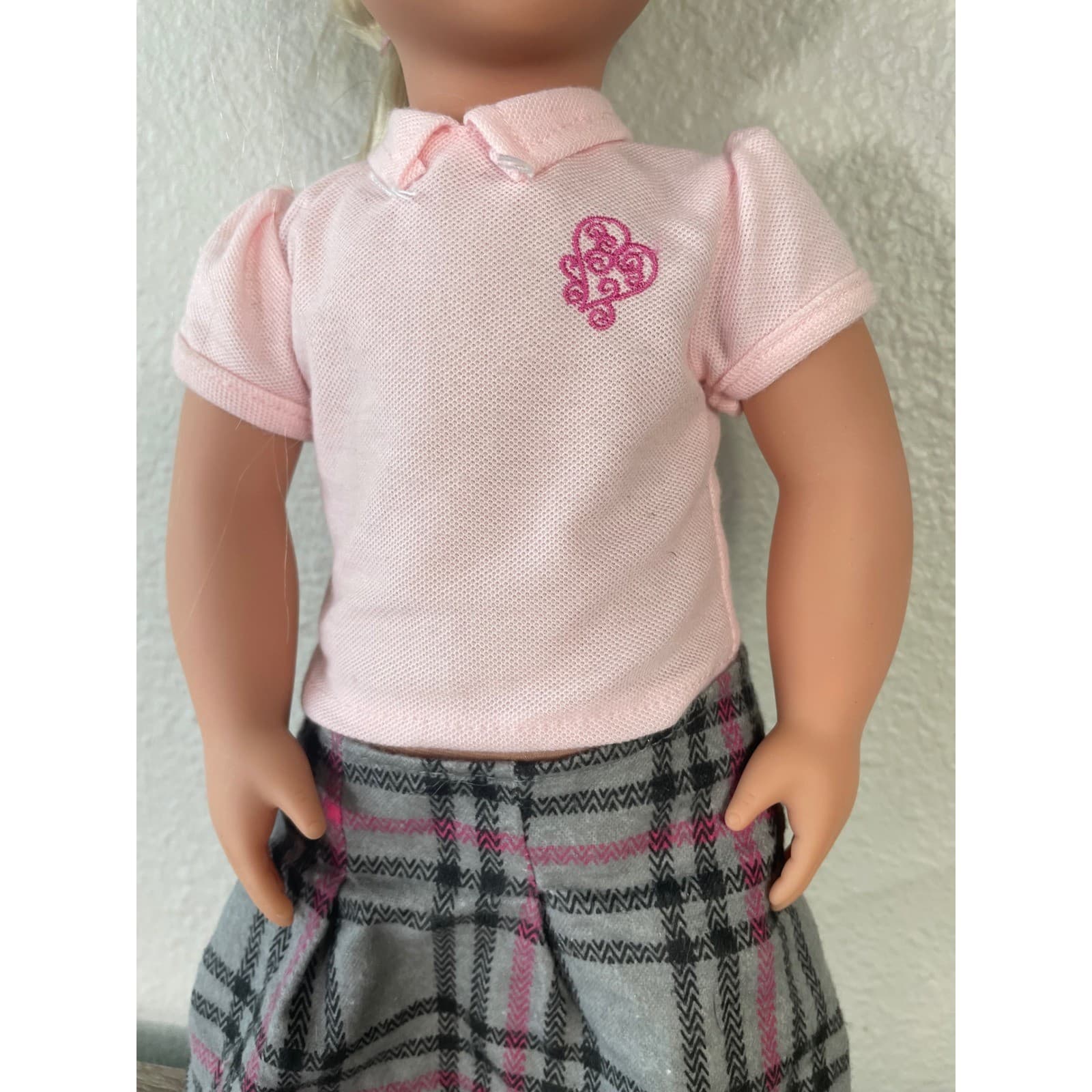 Our Generation Hally 18 inch School Doll Blonde Hair Blue Eyes Pink Polo Outfit - Thumbnail 9