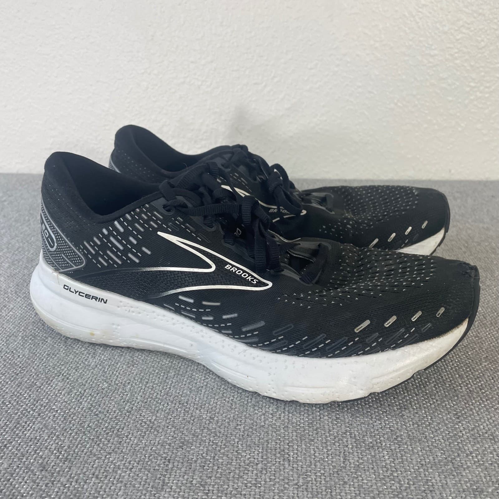Brooks Glycerin 20 Mens 10.5 2E Wide Running Shoes Black White Sneakers Gym - Thumbnail 10