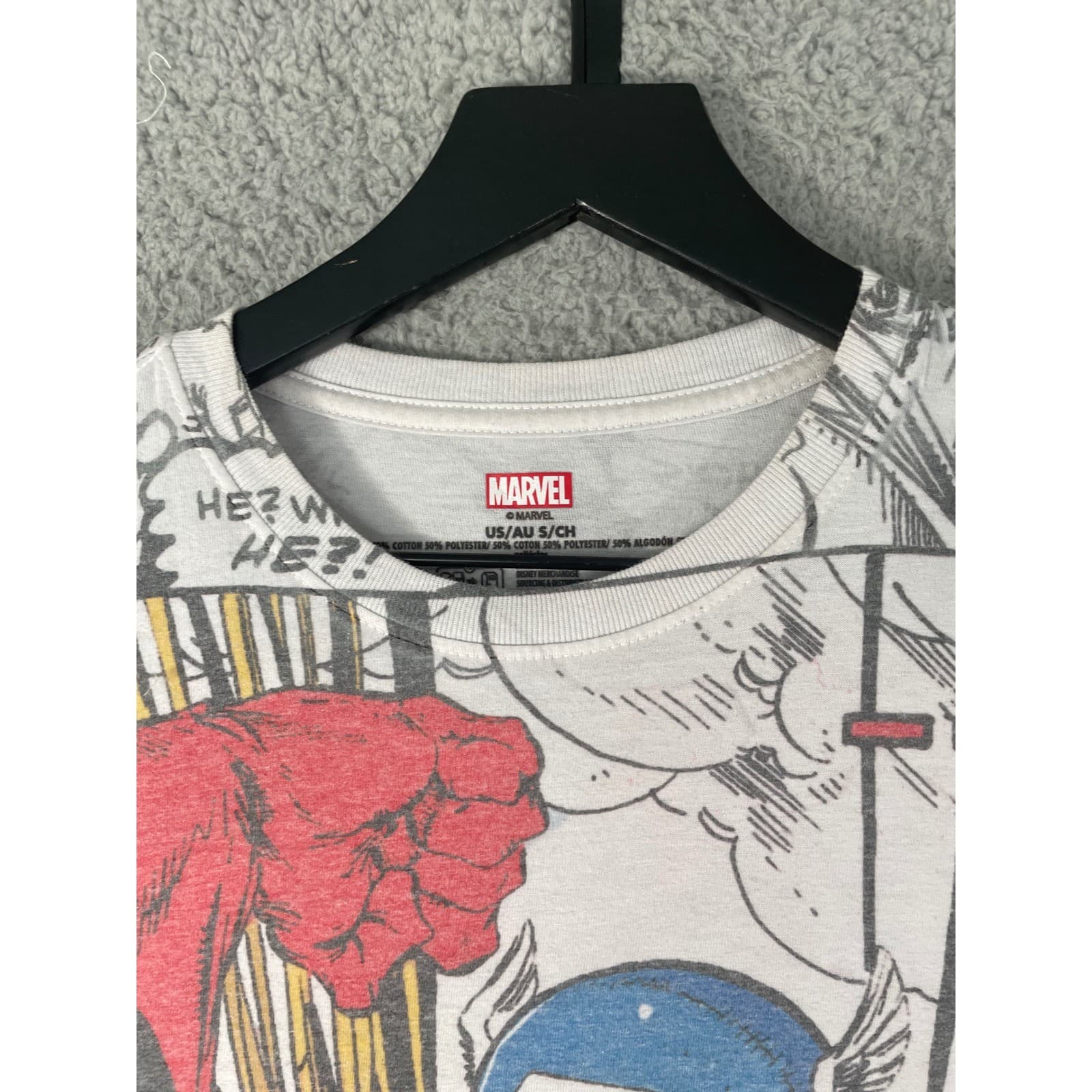 Marvel Captain America All Over Print Comic Panel T-Shirt Mens Small White AOP - Thumbnail 7