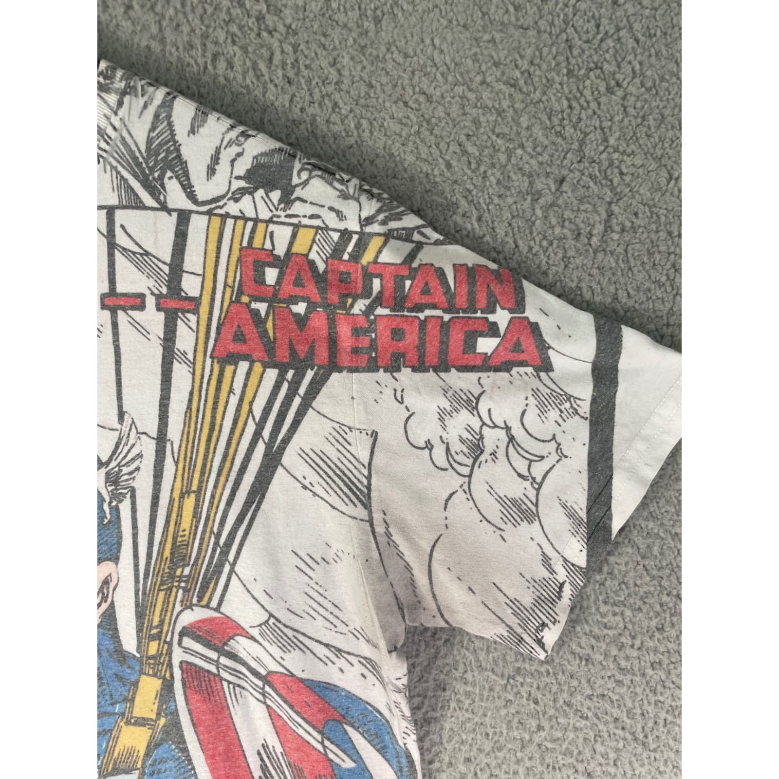 Marvel Captain America All Over Print Comic Panel T-Shirt Mens Small White AOP - Thumbnail 5