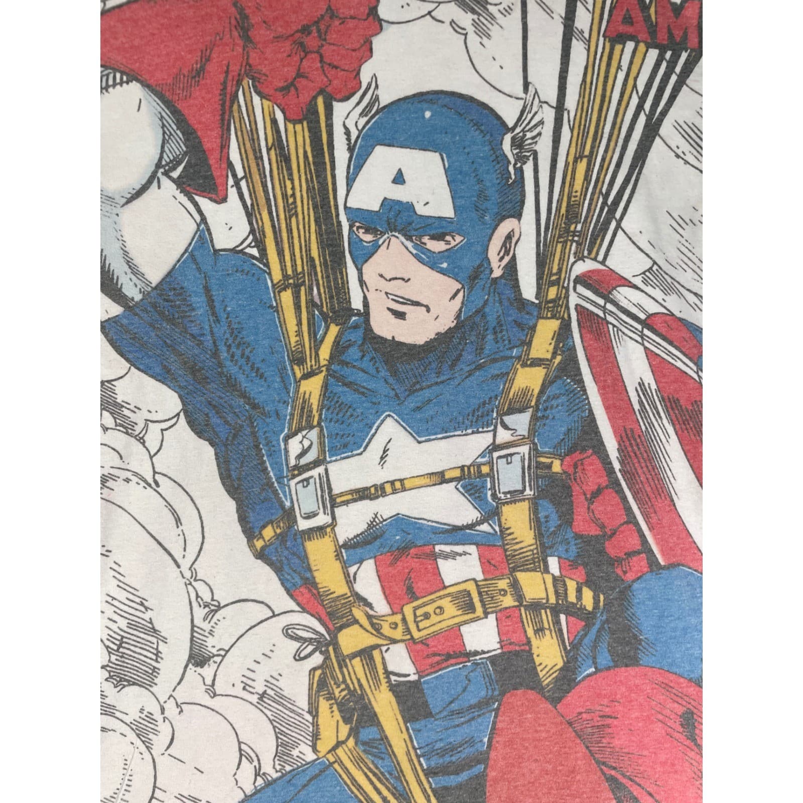 Marvel Captain America All Over Print Comic Panel T-Shirt Mens Small White AOP - Thumbnail 8