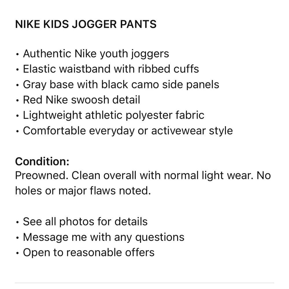 Nike Youth Jogger Pants Gray Black Camo Side Panels Red Logo Athletic - Thumbnail 4