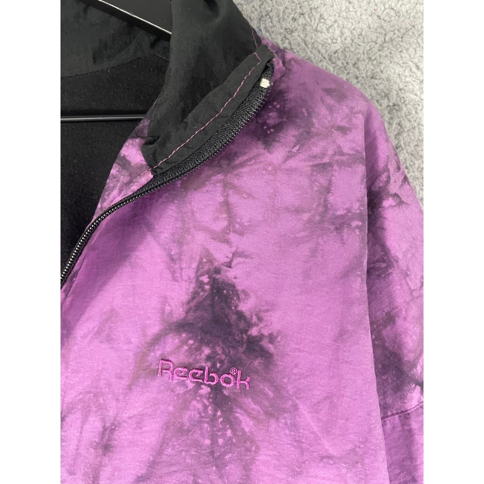 Vintage Reebok Sport Purple Tie Dye Windbreaker Jacket Womens Medium 90s Retro - Thumbnail 7