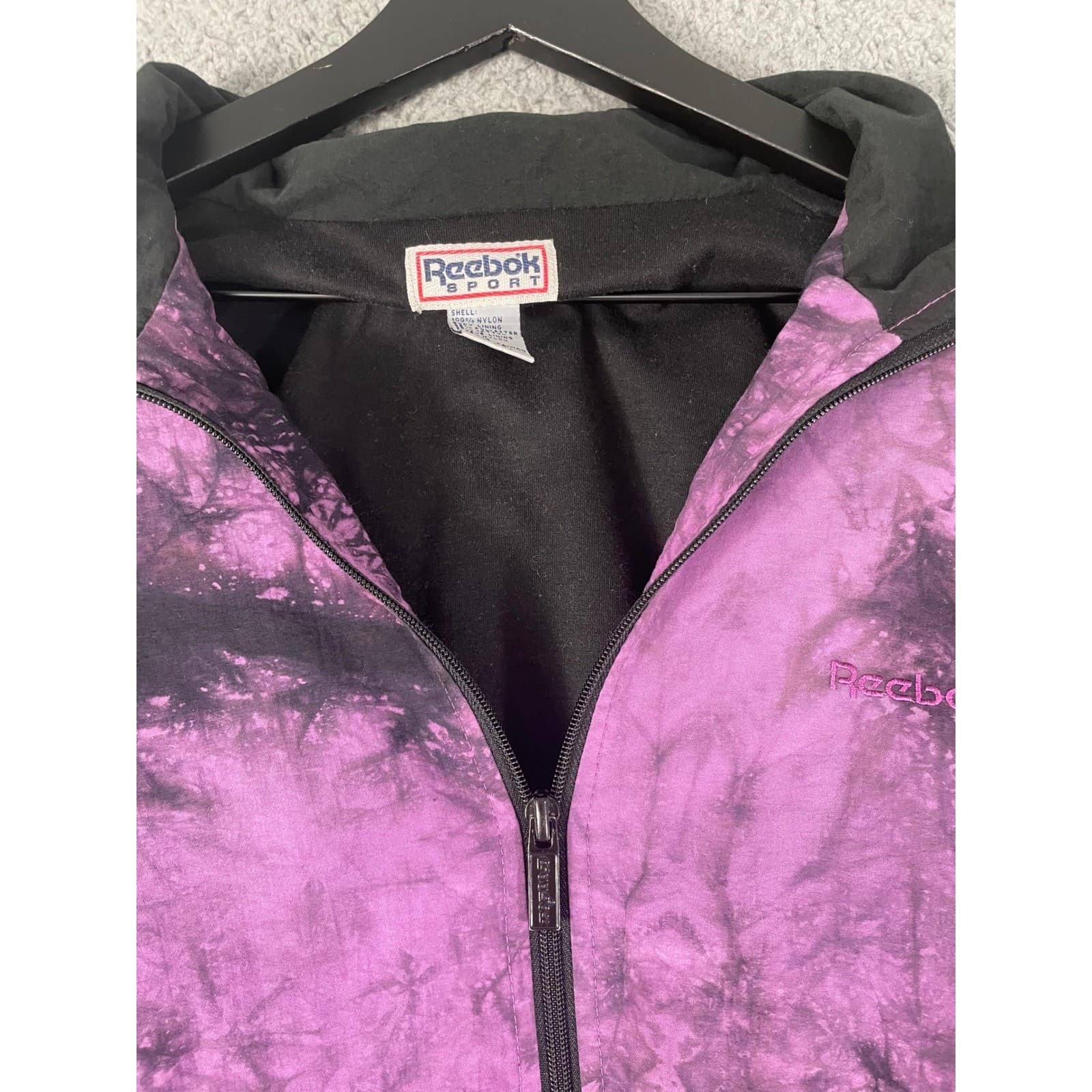 Vintage Reebok Sport Purple Tie Dye Windbreaker Jacket Womens Medium 90s Retro - Thumbnail 8