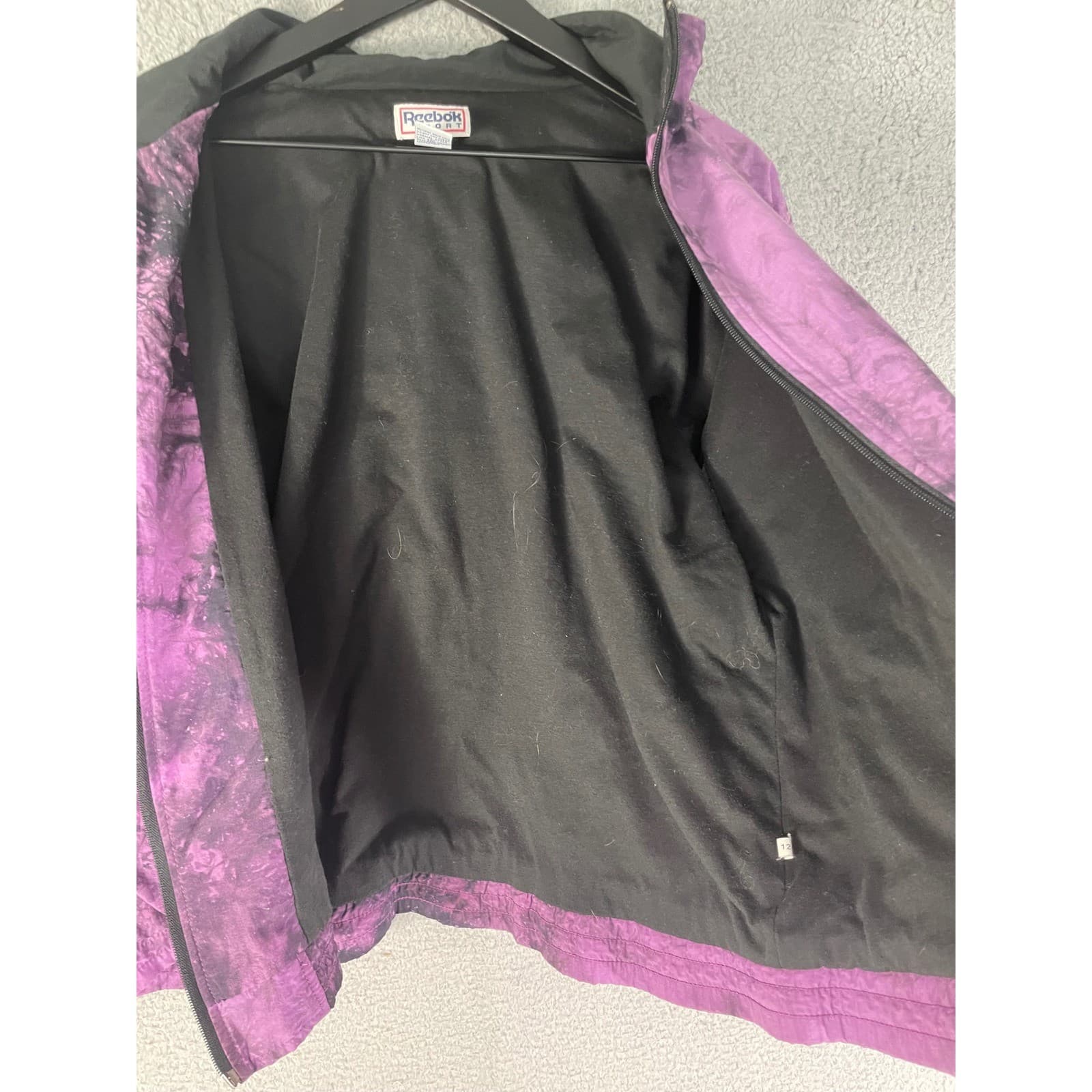 Vintage Reebok Sport Purple Tie Dye Windbreaker Jacket Womens Medium 90s Retro - Thumbnail 10