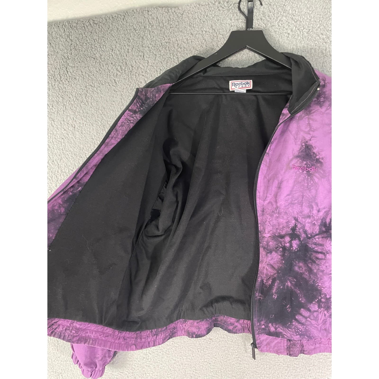 Vintage Reebok Sport Purple Tie Dye Windbreaker Jacket Womens Medium 90s Retro - Thumbnail 9