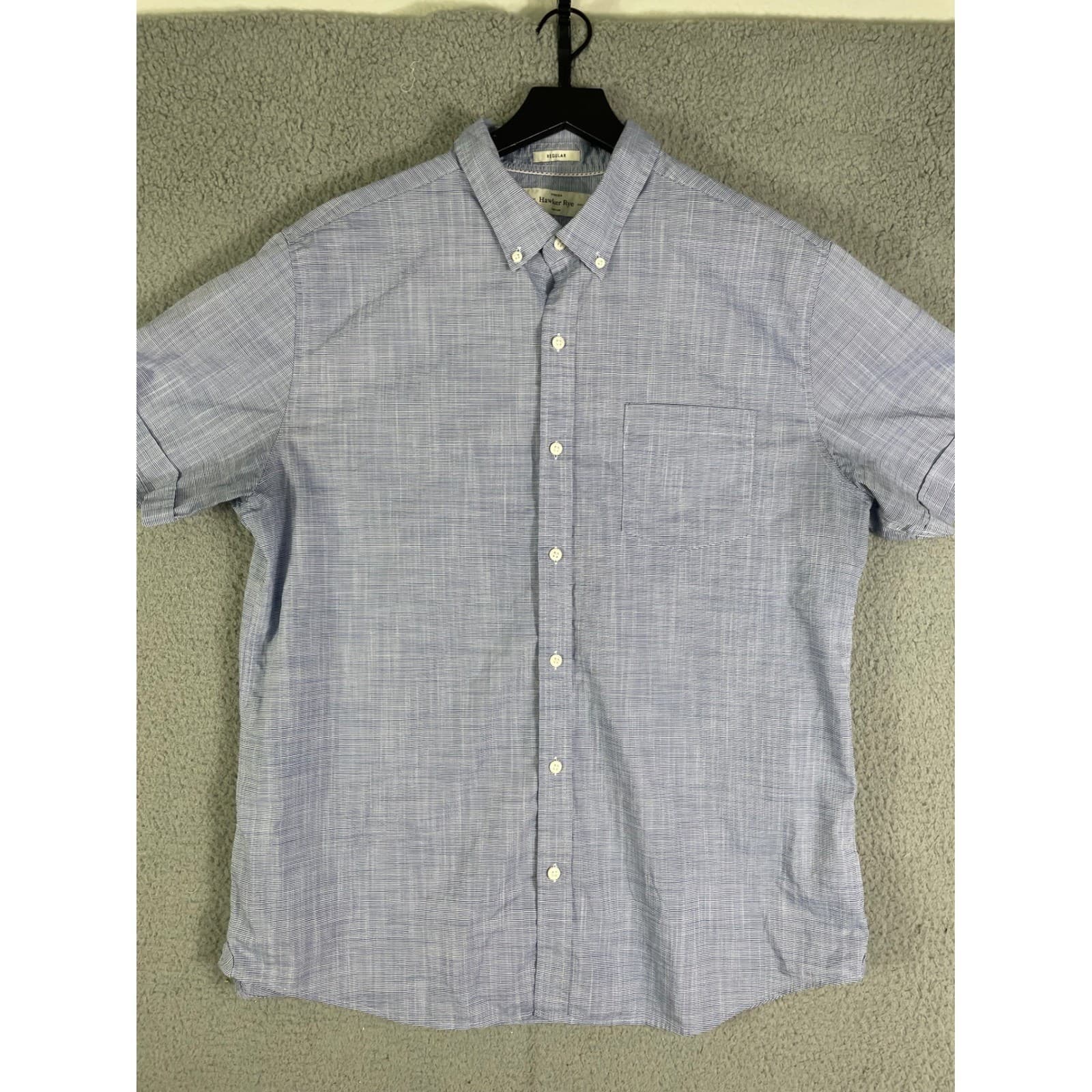 Hawker Rye Mens XL Blue Micro Stripe Button Down Short Sleeve Stretch Shirt - Thumbnail 10