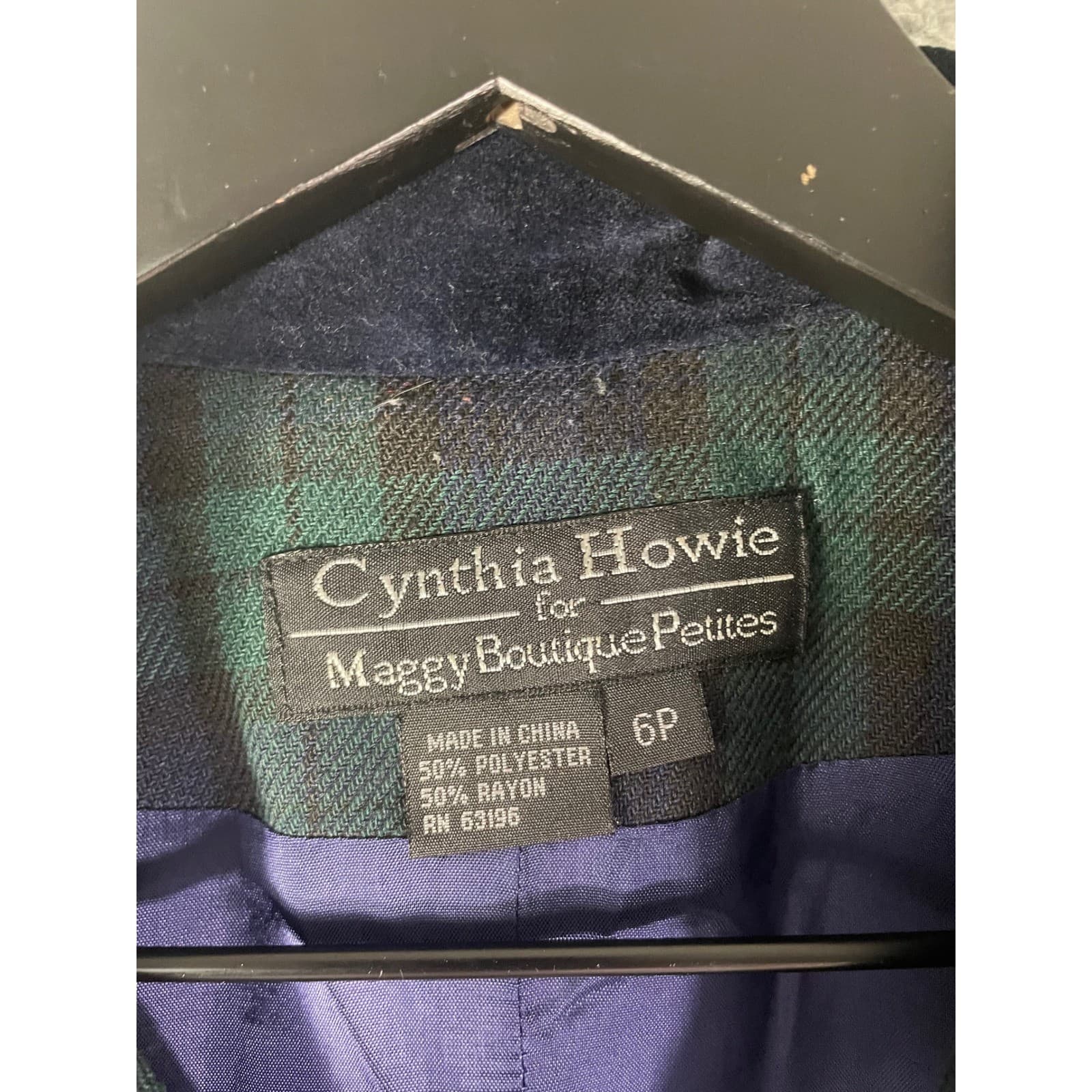 Cynthia Howie Maggy Boutique Petites Black Watch Plaid Velvet Collar Dress 6P - Thumbnail 4