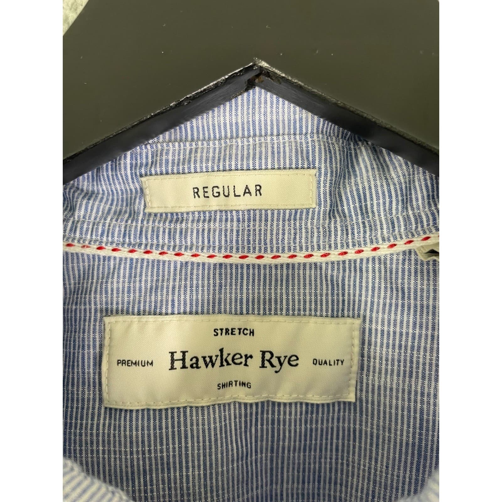 Hawker Rye Mens XL Blue Micro Stripe Button Down Short Sleeve Stretch Shirt - Thumbnail 4