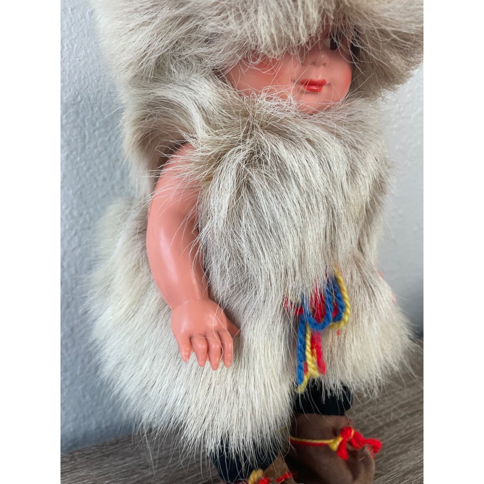 Vintage Sami Arctic Doll 15 Inuit Alaska Fur Outfit Native Souvenir Figure - Thumbnail 6