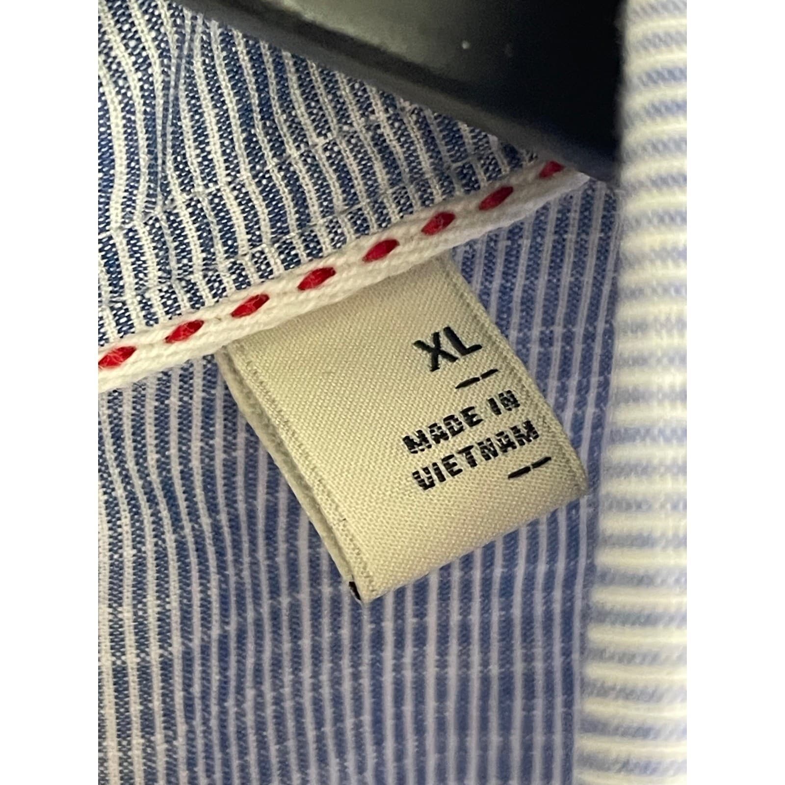 Hawker Rye Mens XL Blue Micro Stripe Button Down Short Sleeve Stretch Shirt - Thumbnail 5