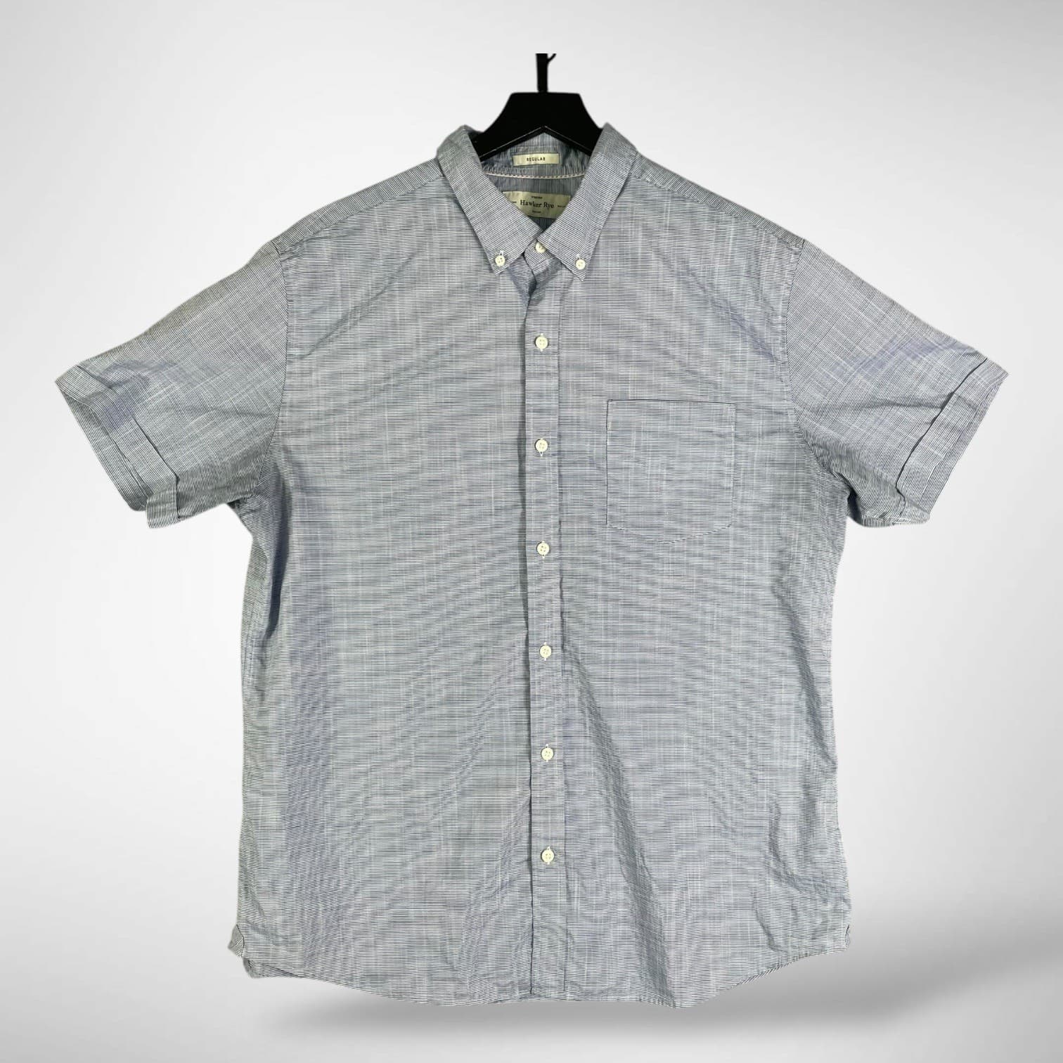 Hawker Rye Mens XL Blue Micro Stripe Button Down Short Sleeve Stretch Shirt - Thumbnail 2