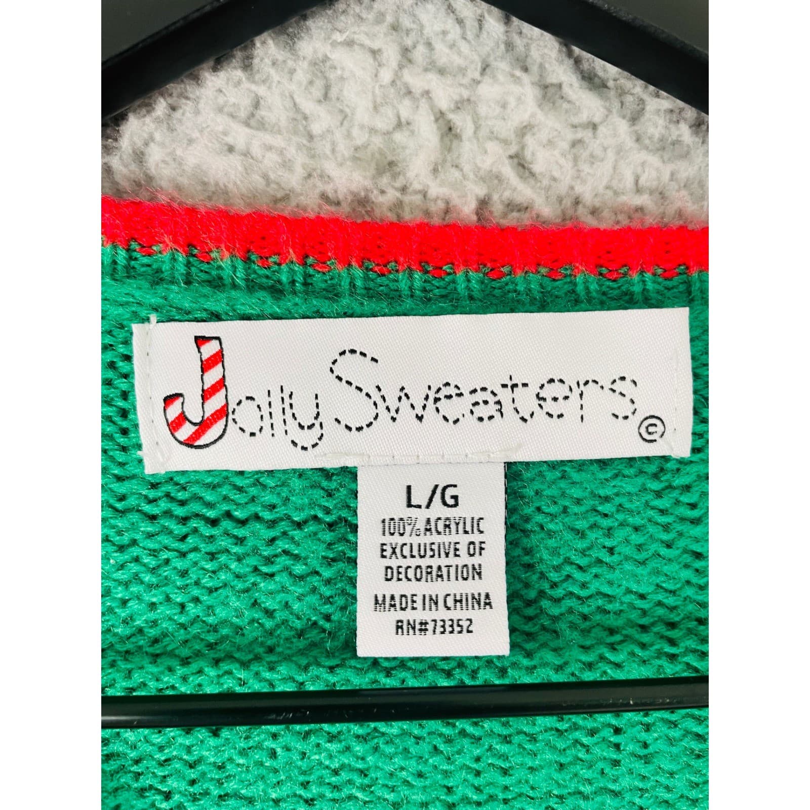 Jolly Sweaters L/G Ugly Christmas Sweater Dinosaur T-Rex Argyle Holiday Party - Thumbnail 2