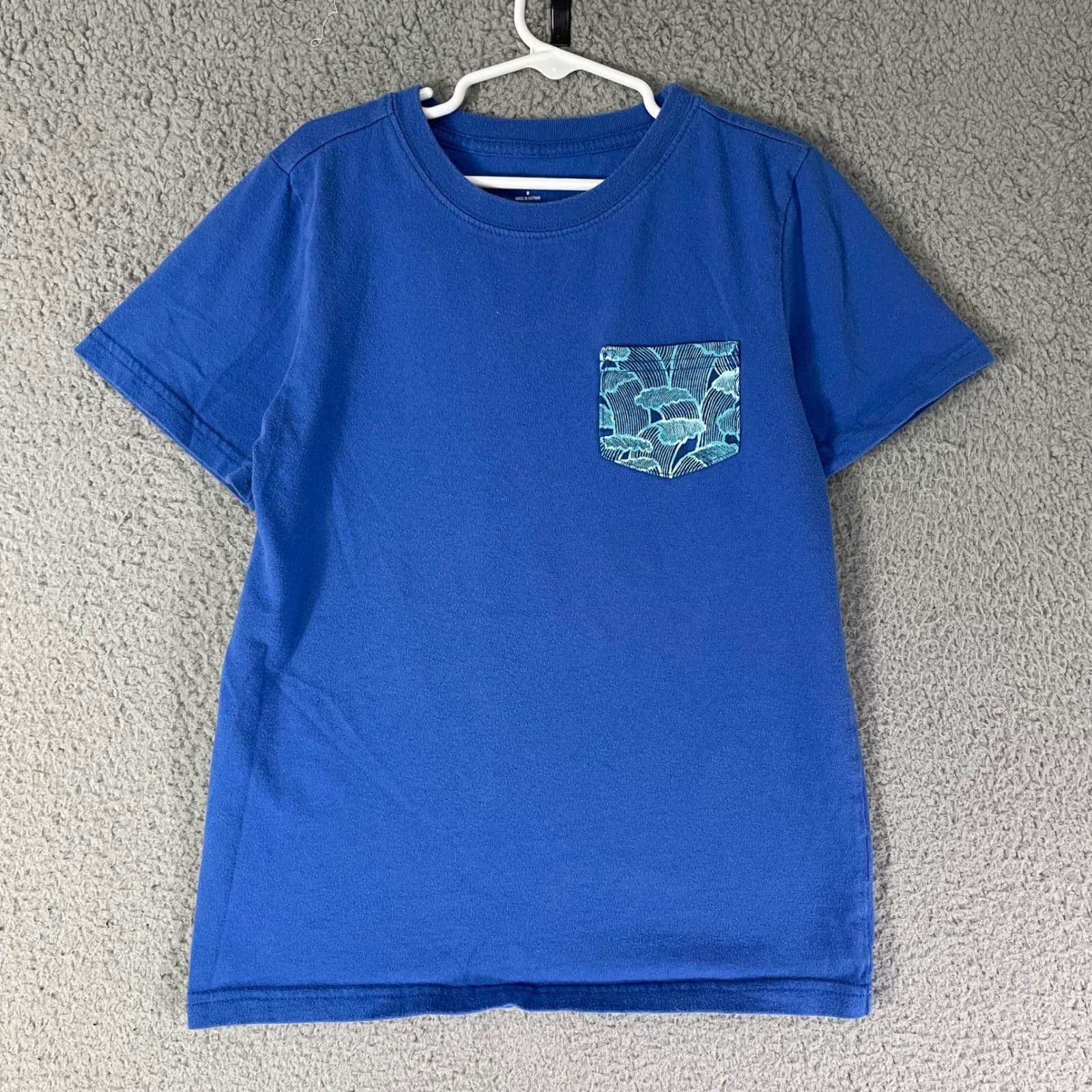 Janie and Jack Boys Blue Cotton T-Shirt Size 8 Pocket Tee Summer Casual School - Thumbnail 4