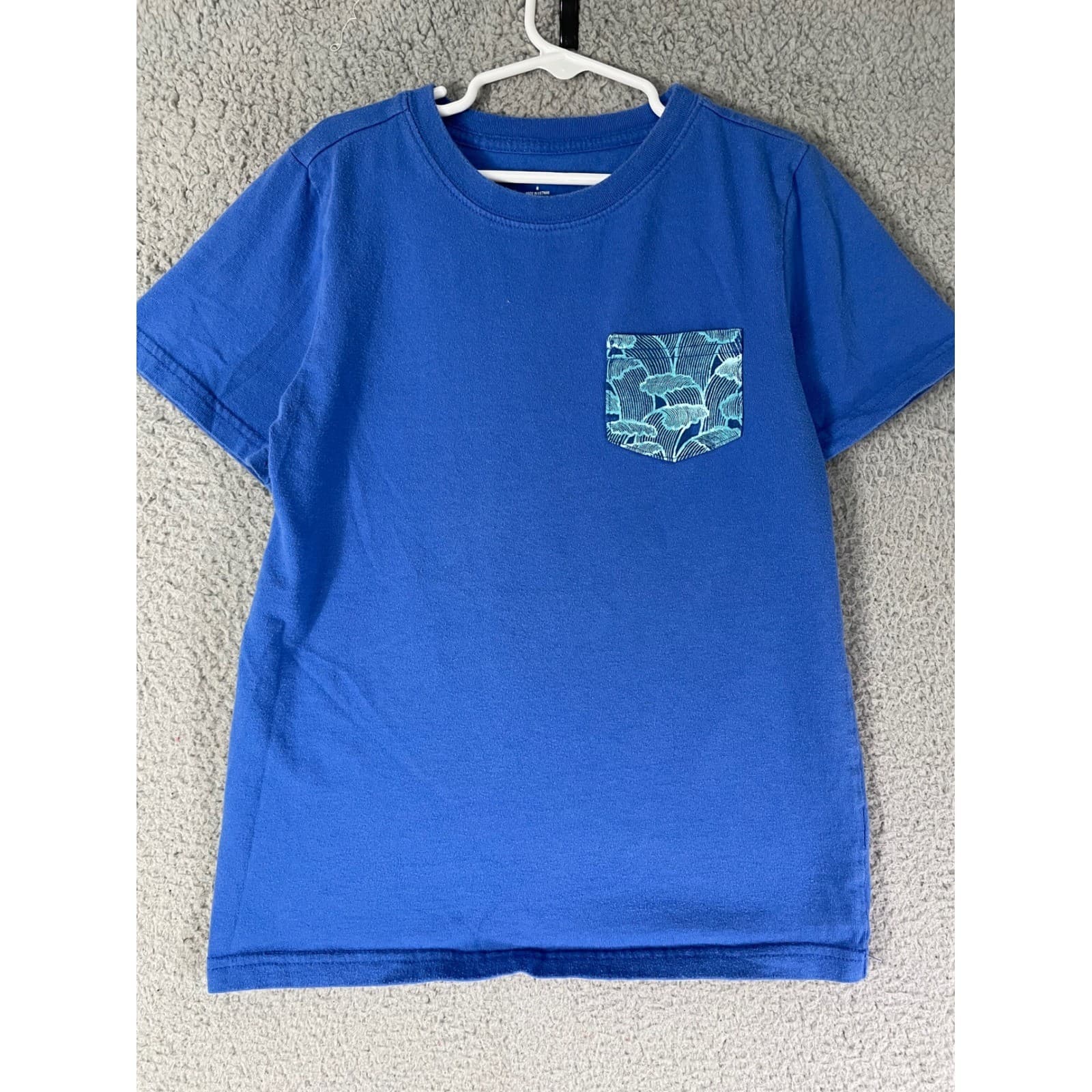 Janie and Jack Boys Blue Cotton T-Shirt Size 8 Pocket Tee Summer Casual School - Thumbnail 5