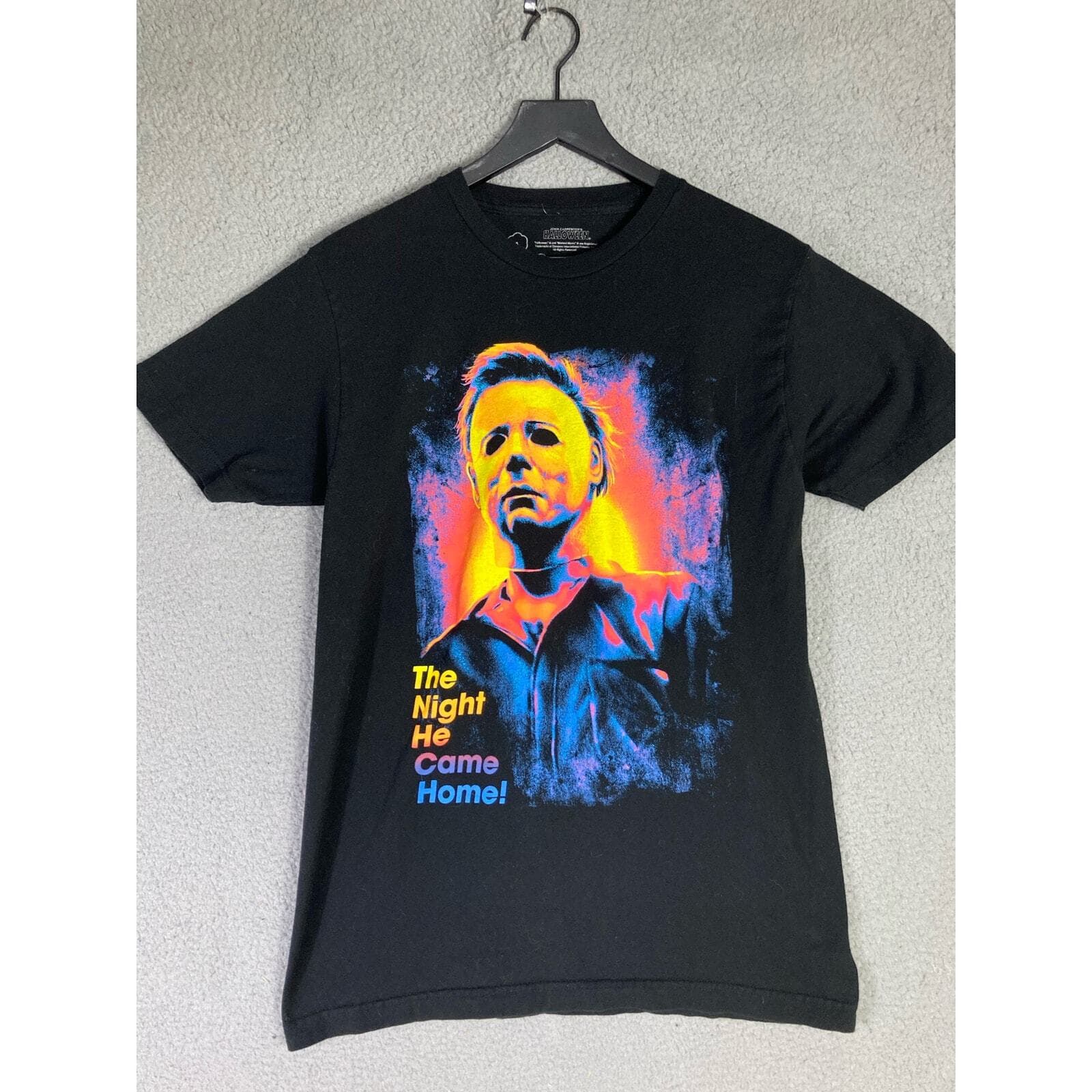 Halloween Michael Myers Men's M Black Psychedelic T-Shirt Halloween - Thumbnail 2