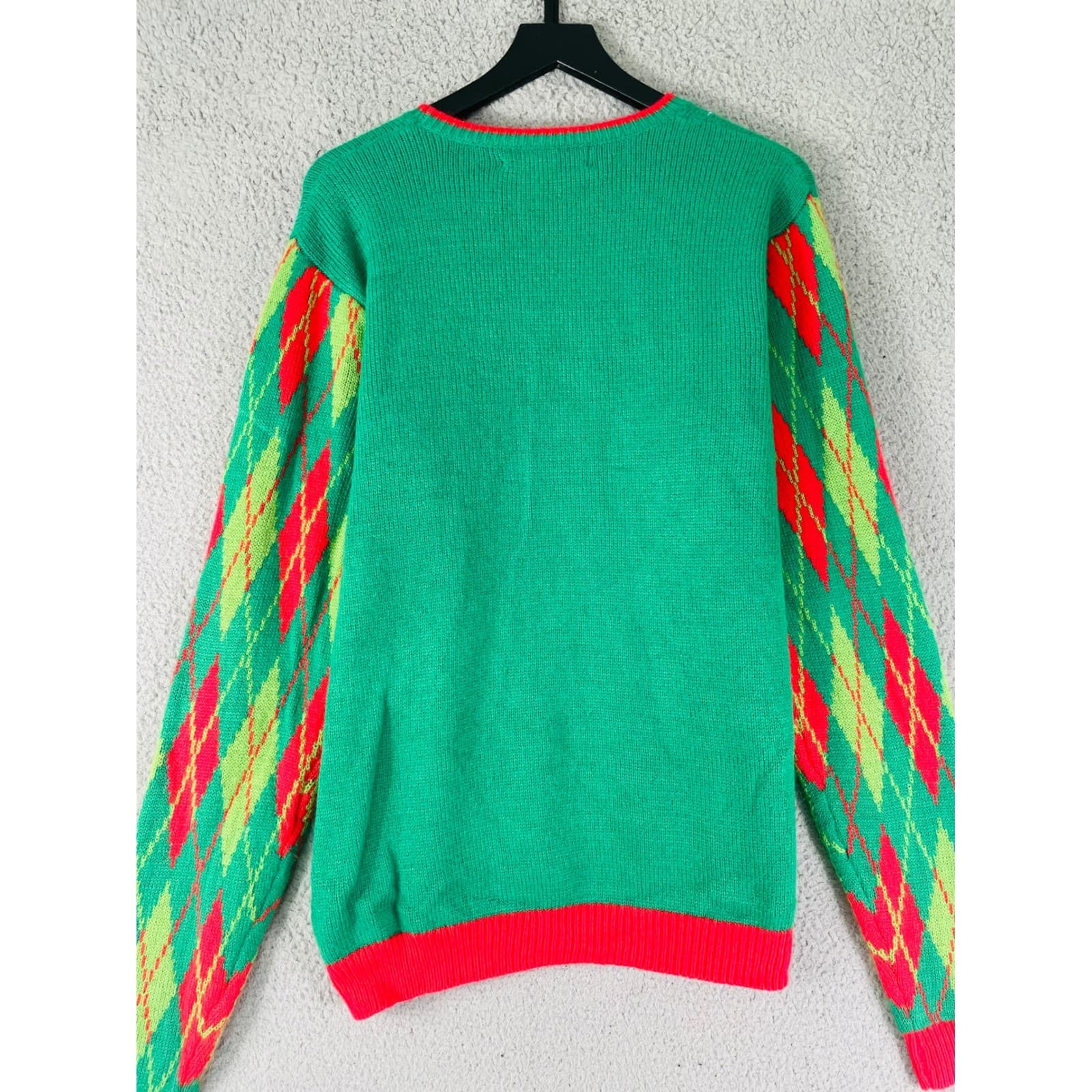 Jolly Sweaters L/G Ugly Christmas Sweater Dinosaur T-Rex Argyle Holiday Party - Thumbnail 9