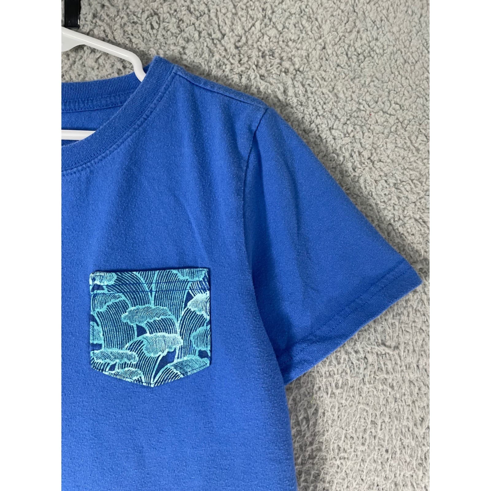 Janie and Jack Boys Blue Cotton T-Shirt Size 8 Pocket Tee Summer Casual School - Thumbnail 7