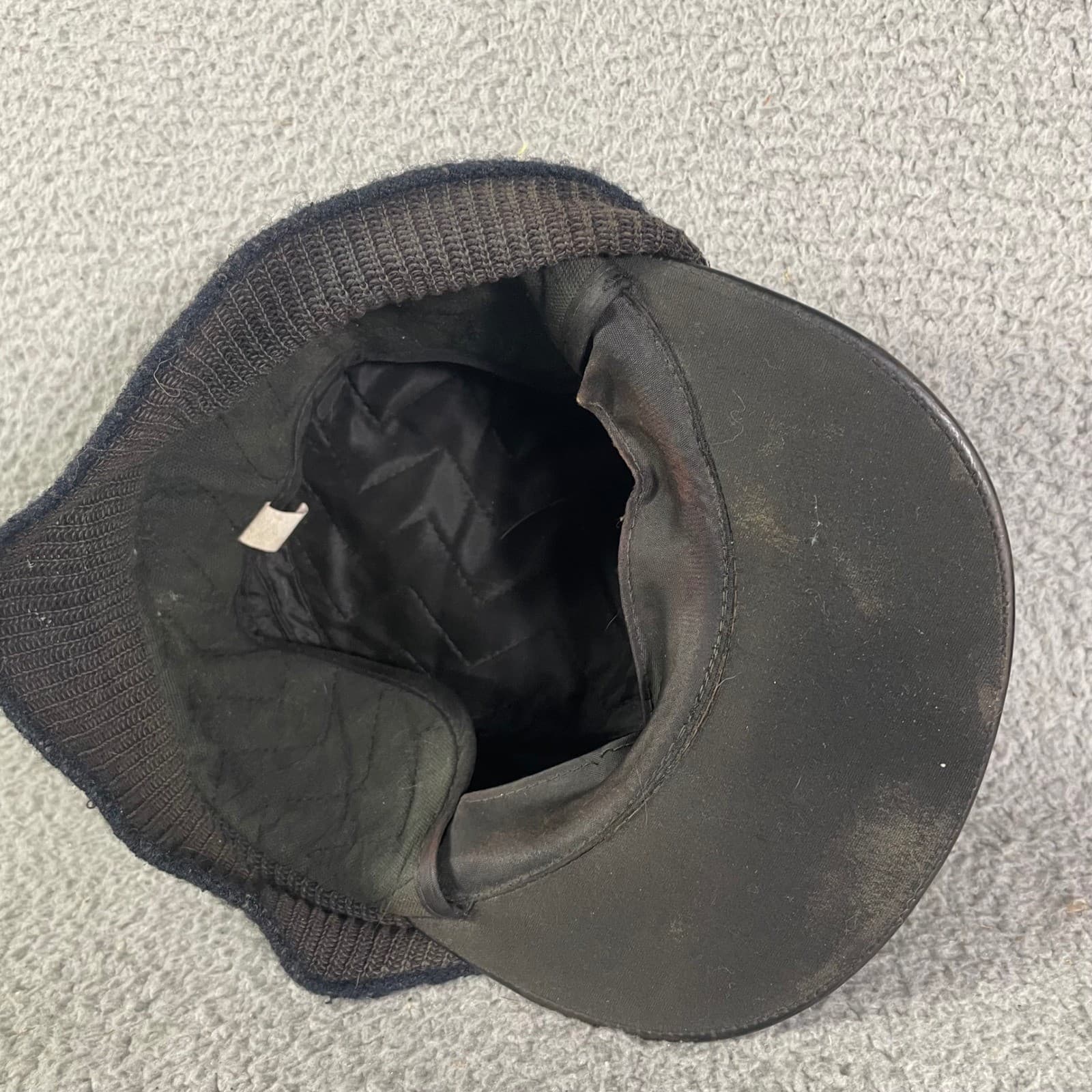 Vintage Union Made Leather Ear Flap Winter Cap Dark Brown Mens Mid Century - Thumbnail 6