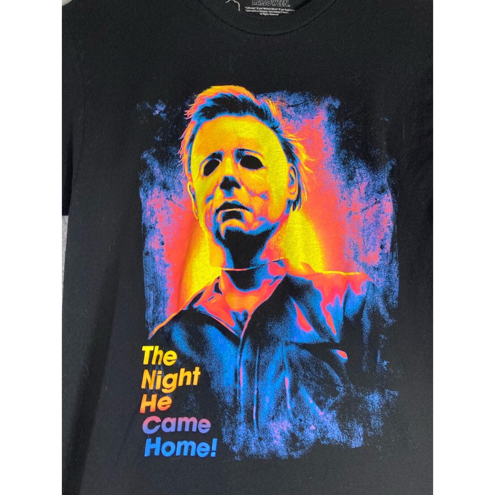 Halloween Michael Myers Men's M Black Psychedelic T-Shirt Halloween - Thumbnail 3