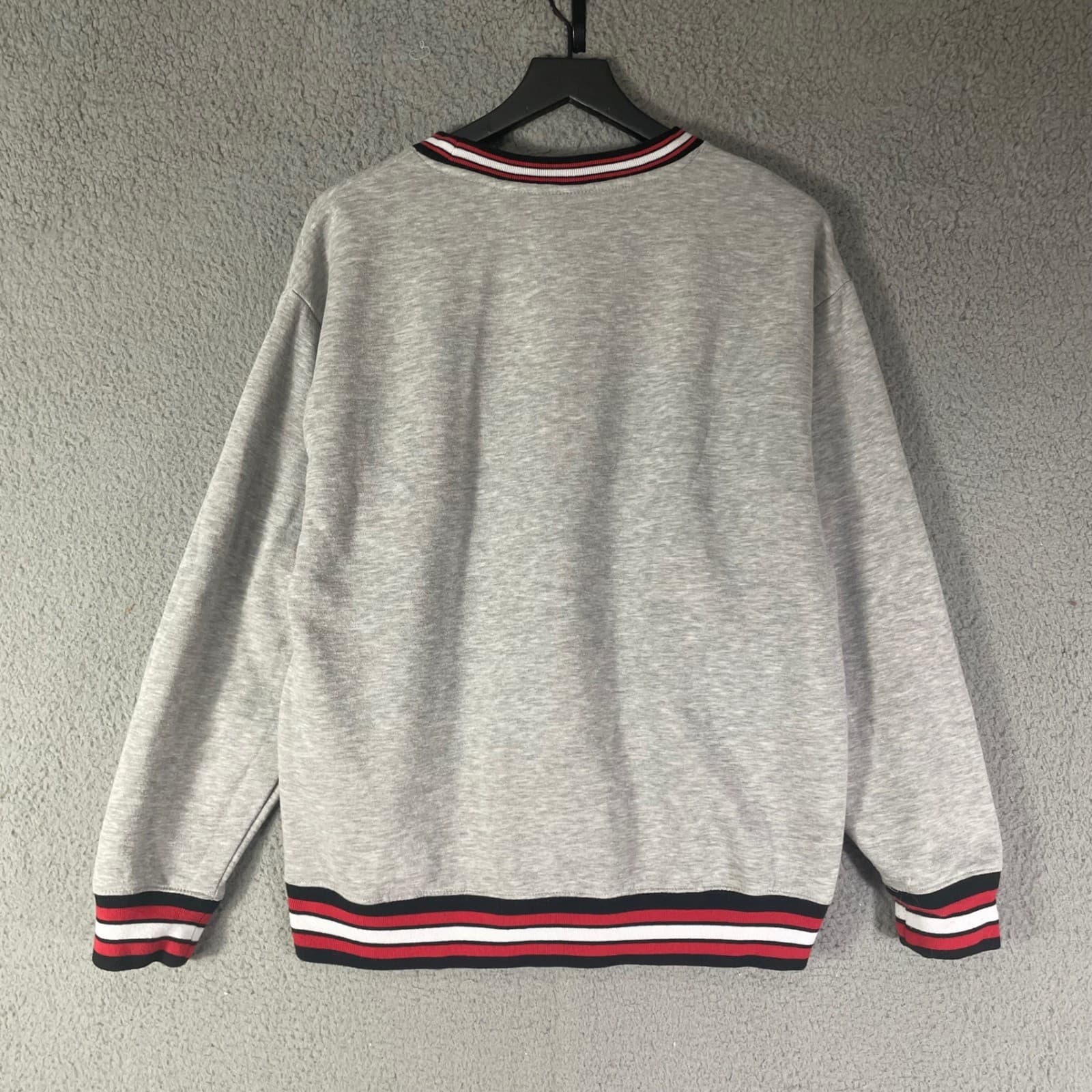 Hello Kitty Sanrio Gray Graphic Sweatshirt XL Striped Trim Heather Fleece - Thumbnail 7