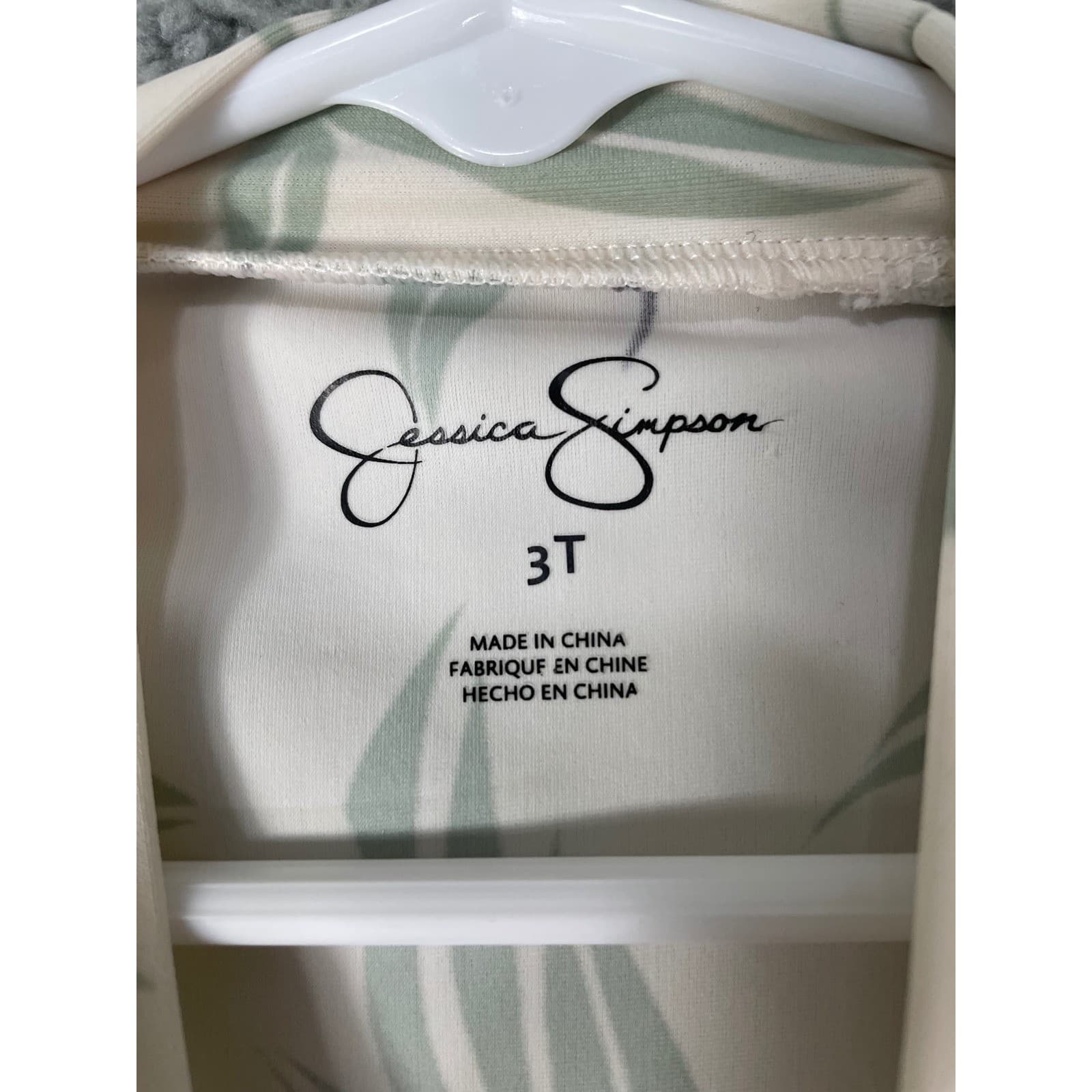 Jessica Simpson Girls 3T Floral Print Long Sleeve Rash Guard Swim Top Beach - Thumbnail 2