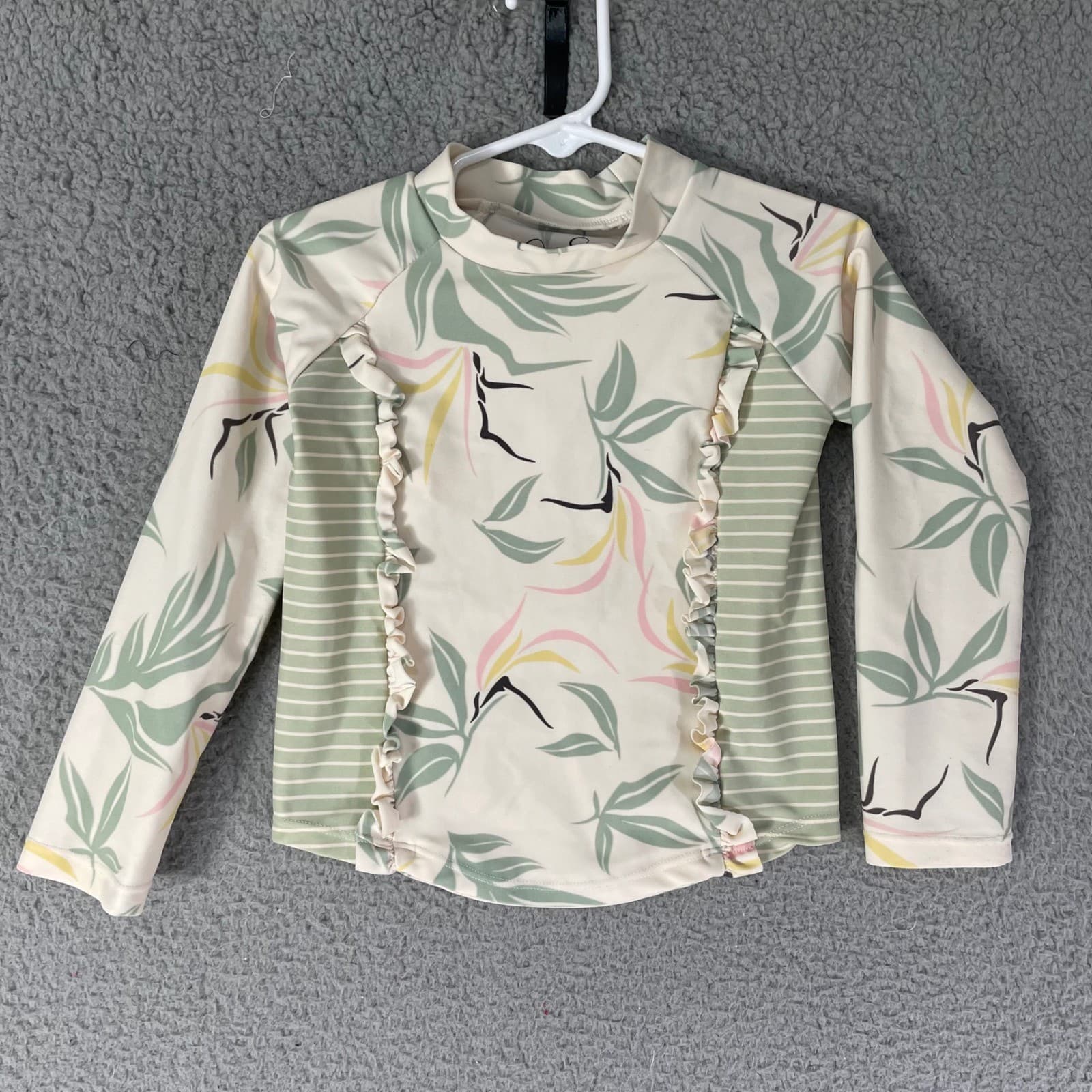 Jessica Simpson Girls 3T Floral Print Long Sleeve Rash Guard Swim Top Beach - Thumbnail 6