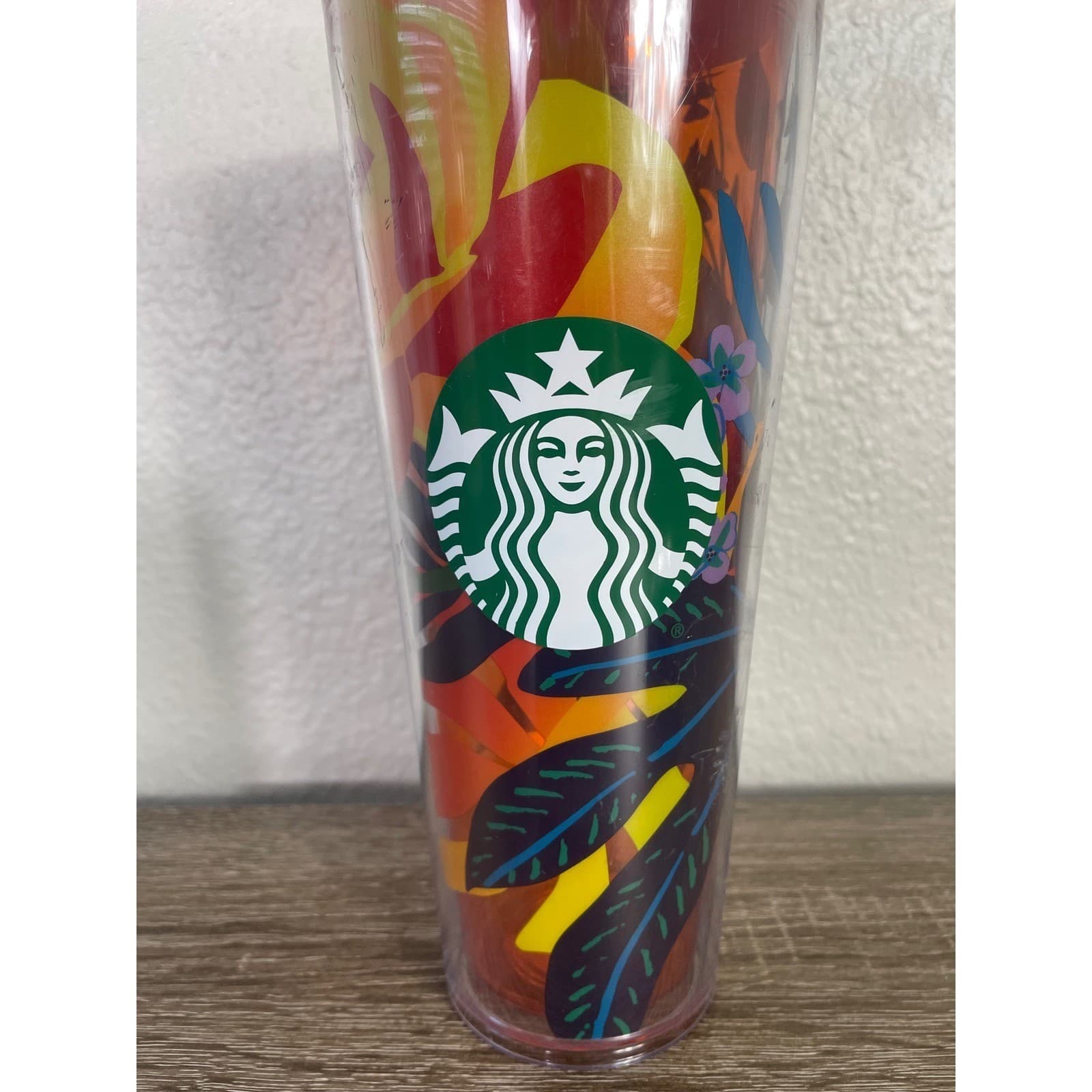 Starbucks 2021 Summer Tropical Floral Venti Tumbler 24oz Orange Lid Cold Cup - Thumbnail 5