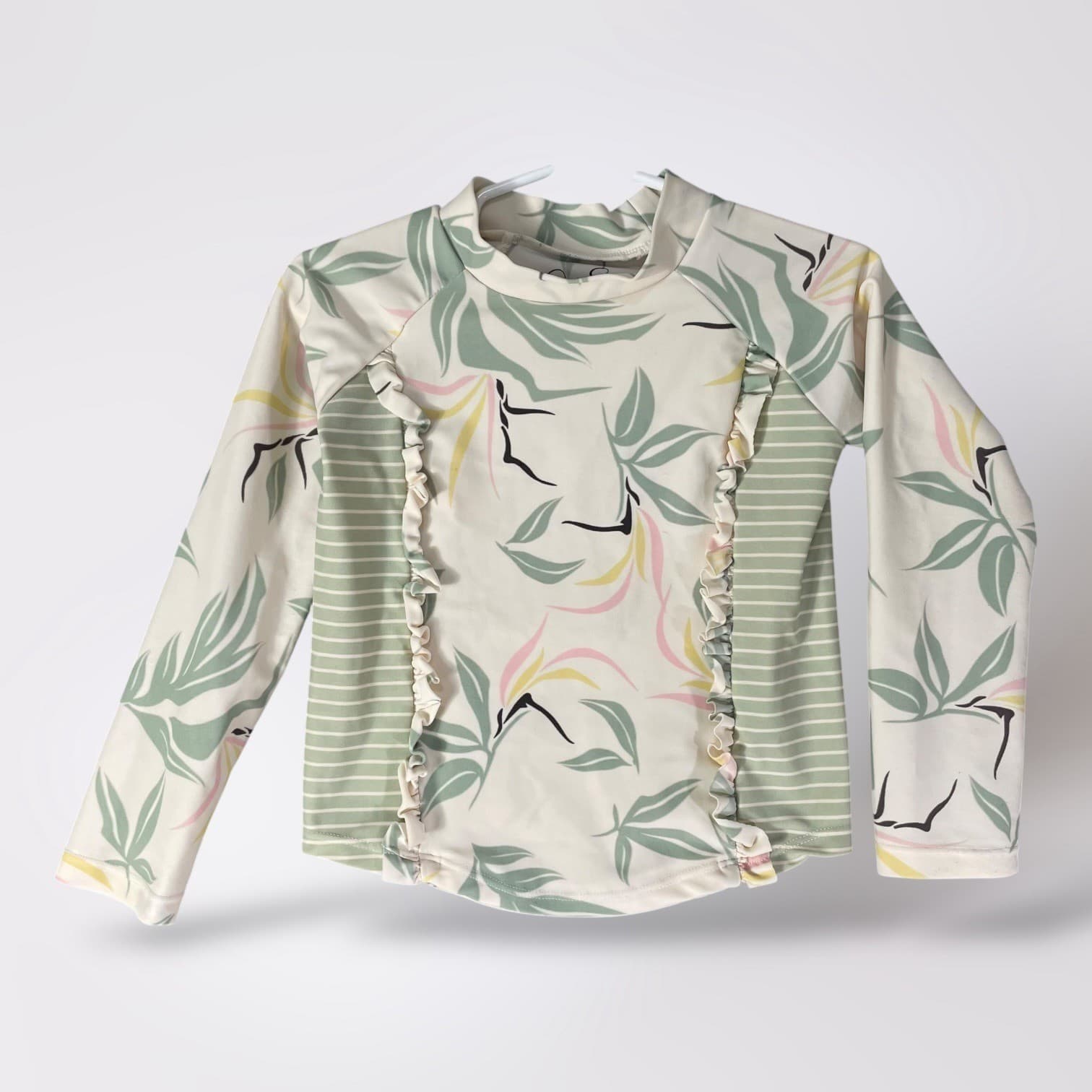 Jessica Simpson Girls 3T Floral Print Long Sleeve Rash Guard Swim Top Beach