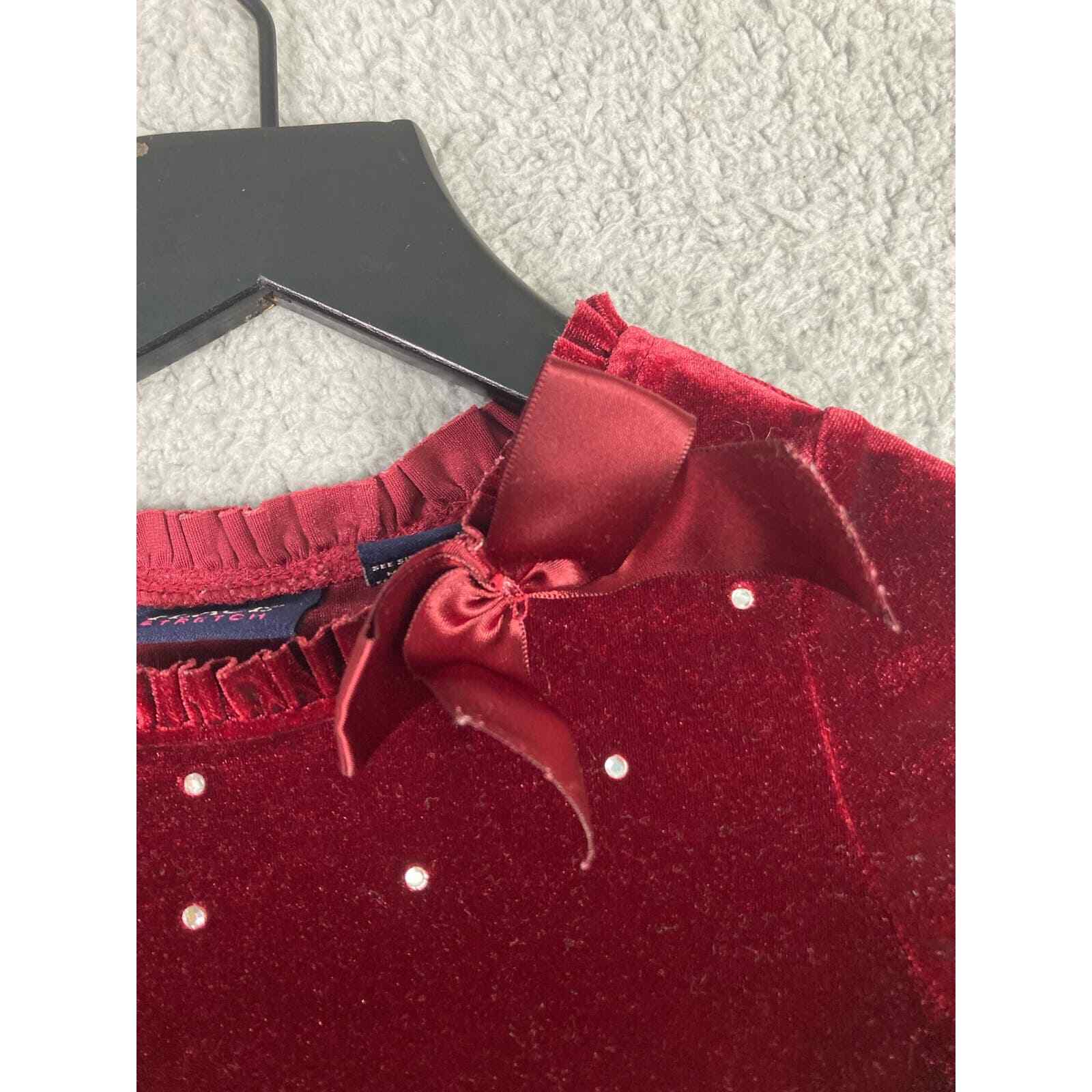 Girls Size 5 Red Suede Christmas Winter Dress Holiday Festive Fashion Maroon - Thumbnail 7