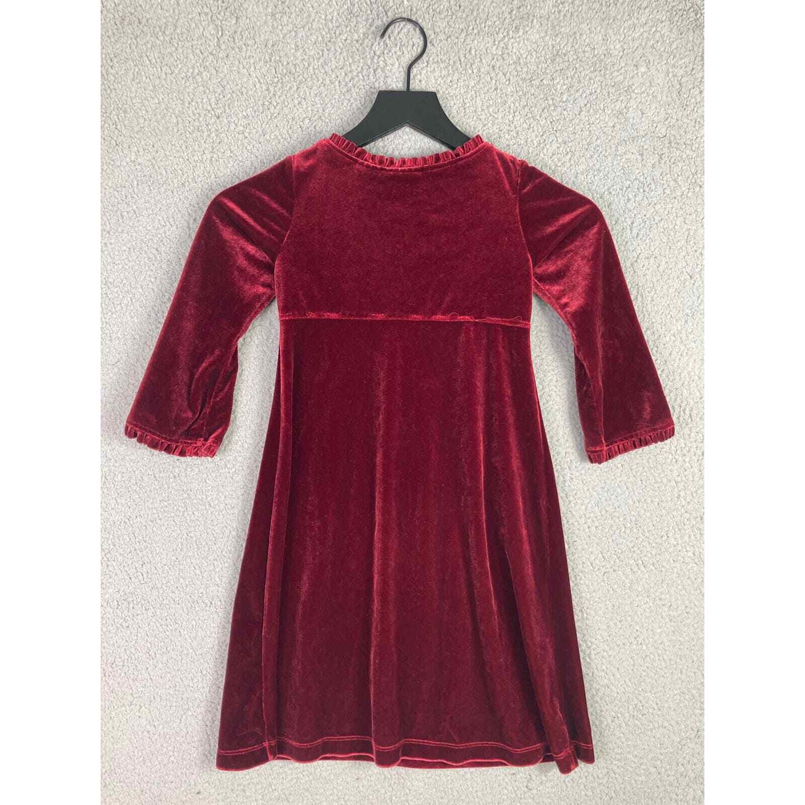 Girls Size 5 Red Suede Christmas Winter Dress Holiday Festive Fashion Maroon - Thumbnail 4