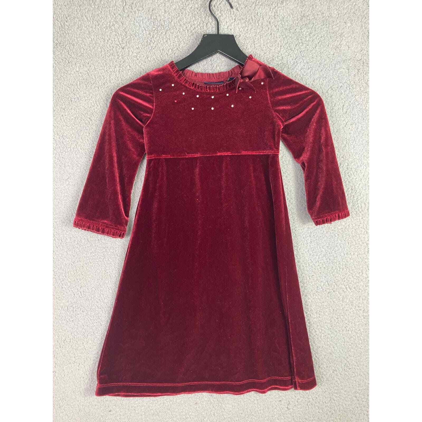 Girls Size 5 Red Suede Christmas Winter Dress Holiday Festive Fashion Maroon - Thumbnail 5
