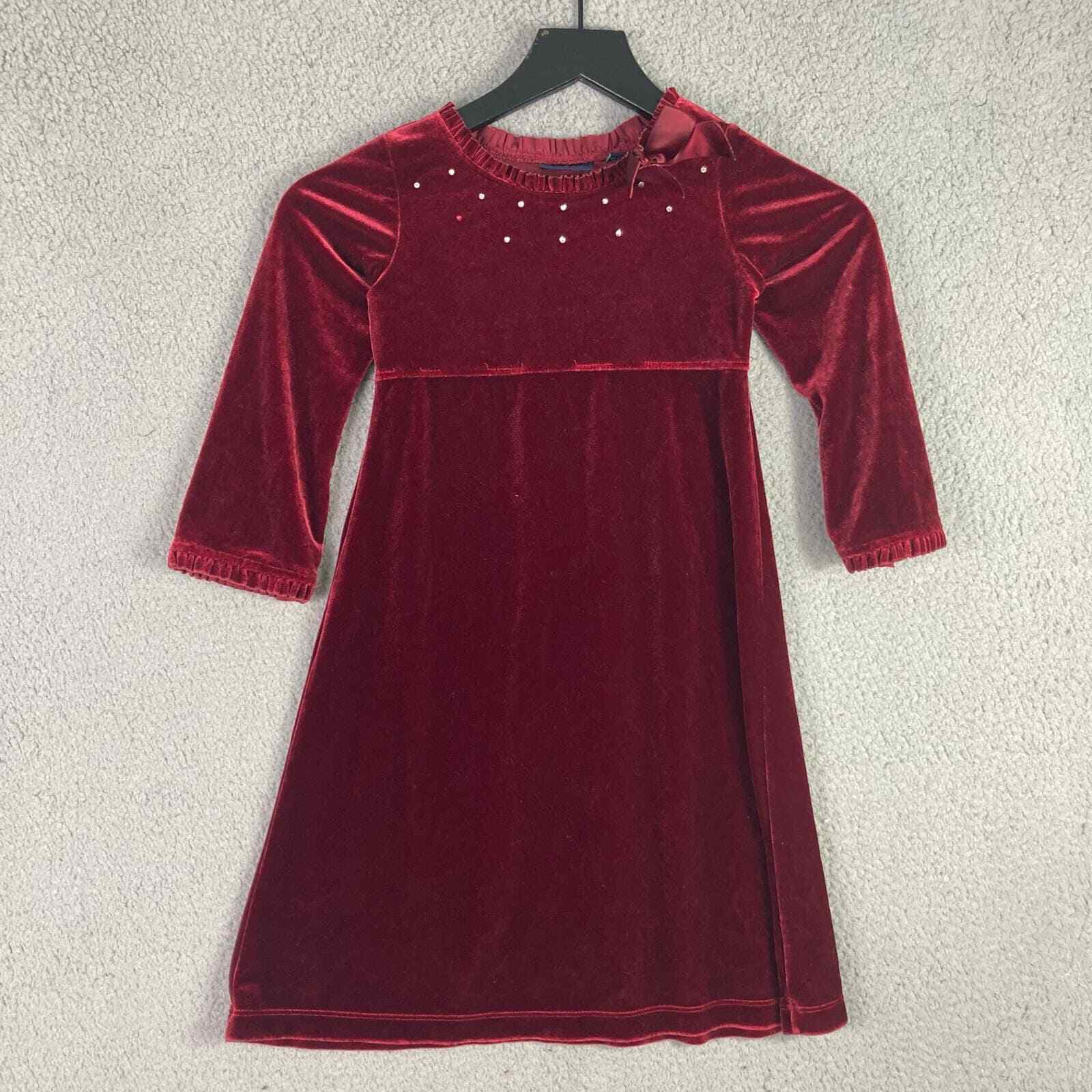 Girls Size 5 Red Suede Christmas Winter Dress Holiday Festive Fashion Maroon - Thumbnail 3