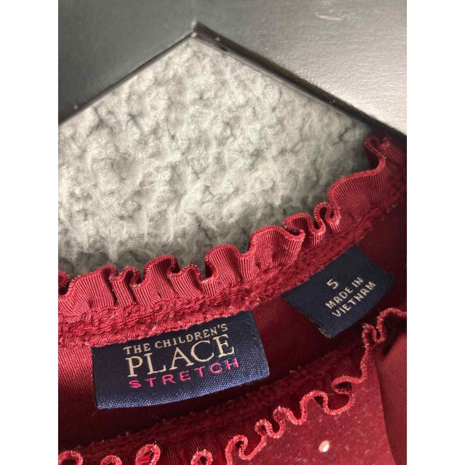 Girls Size 5 Red Suede Christmas Winter Dress Holiday Festive Fashion Maroon - Thumbnail 9
