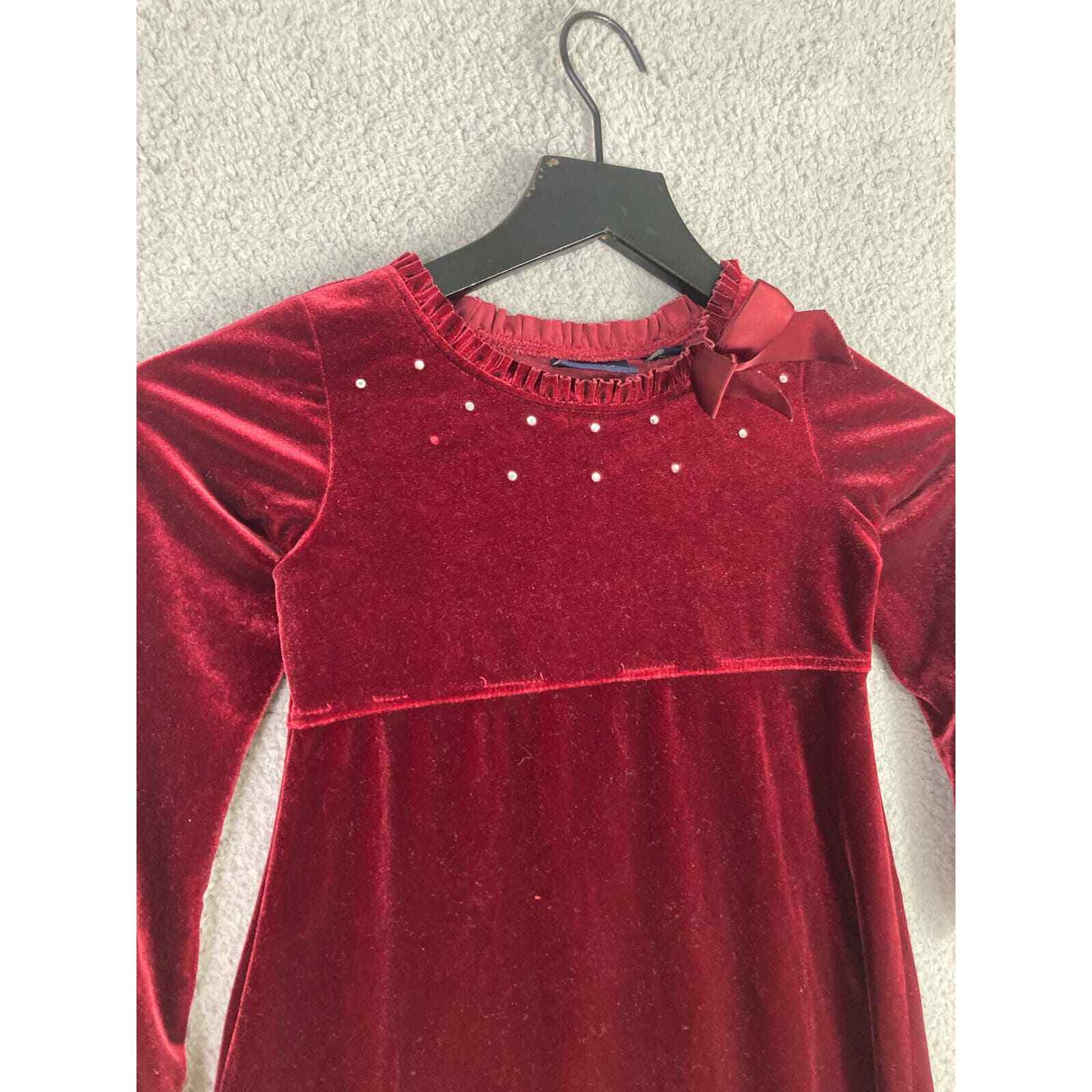 Girls Size 5 Red Suede Christmas Winter Dress Holiday Festive Fashion Maroon - Thumbnail 6