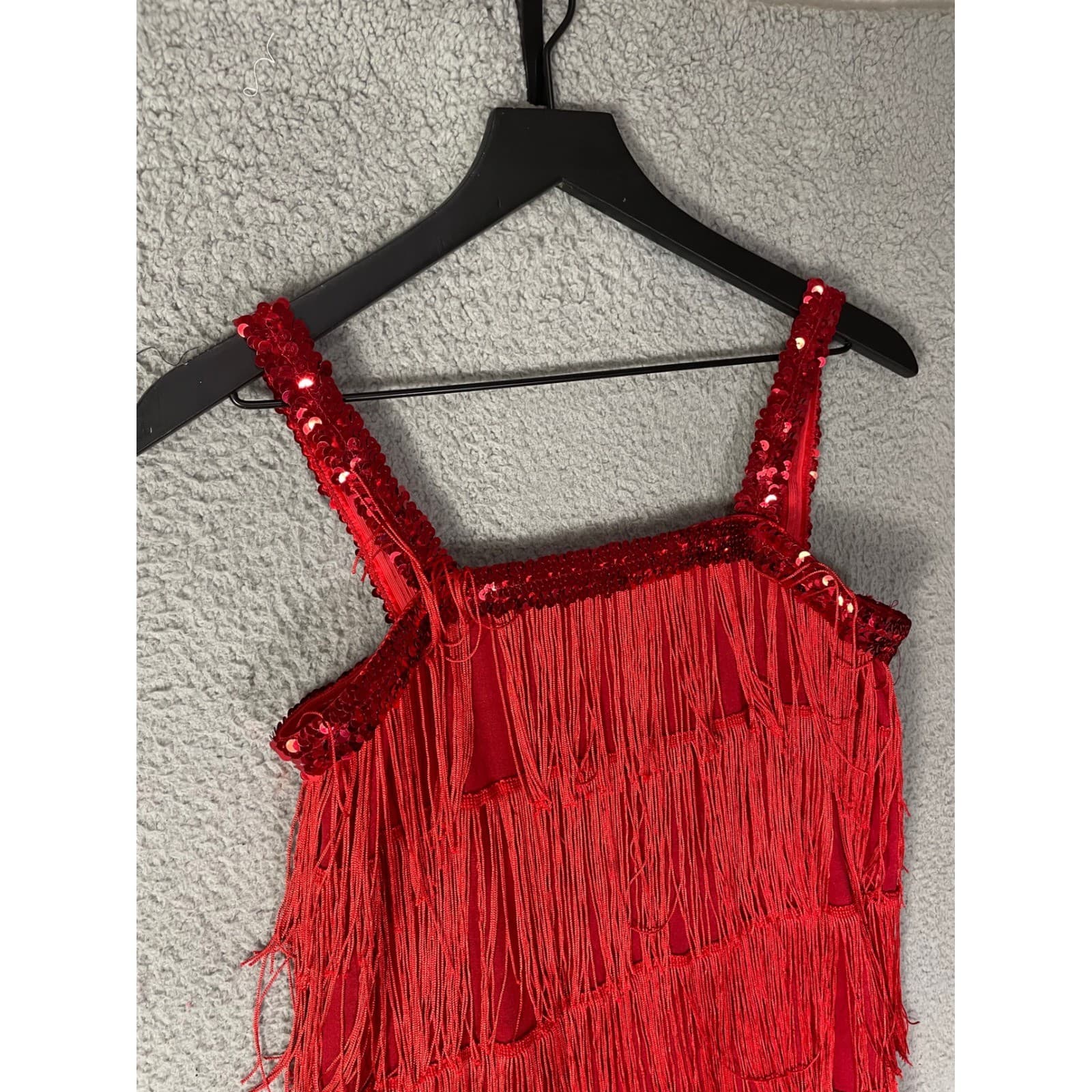 Red Flapper Dress Costume 1920s Roaring 20s Outfit Sequin Fringe Headband - Thumbnail 5