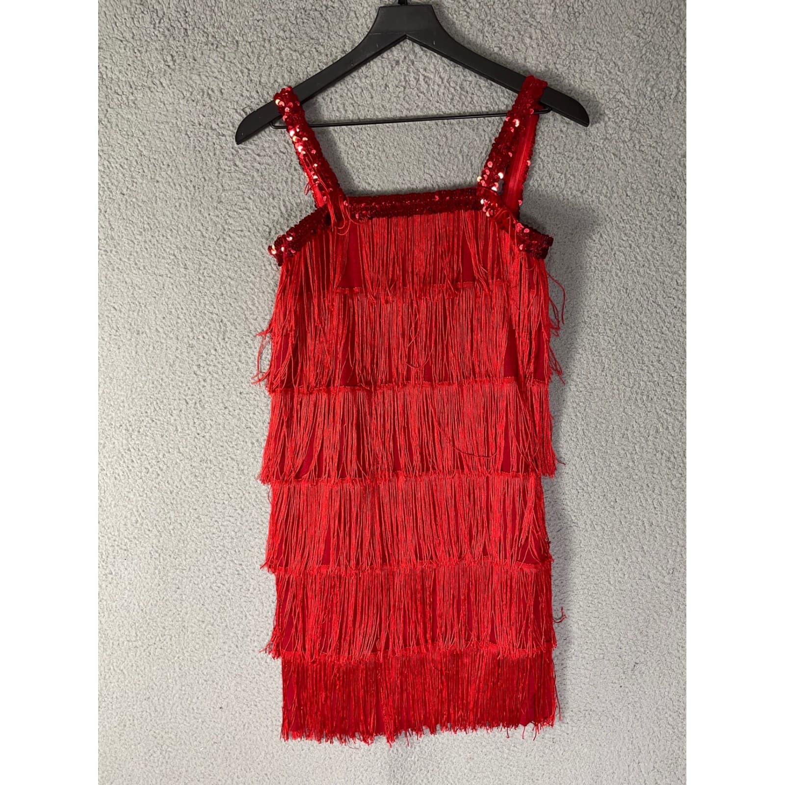 Red Flapper Dress Costume 1920s Roaring 20s Outfit Sequin Fringe Headband - Thumbnail 4