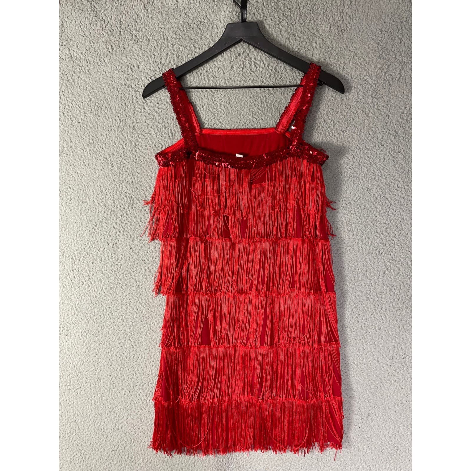Red Flapper Dress Costume 1920s Roaring 20s Outfit Sequin Fringe Headband - Thumbnail 8
