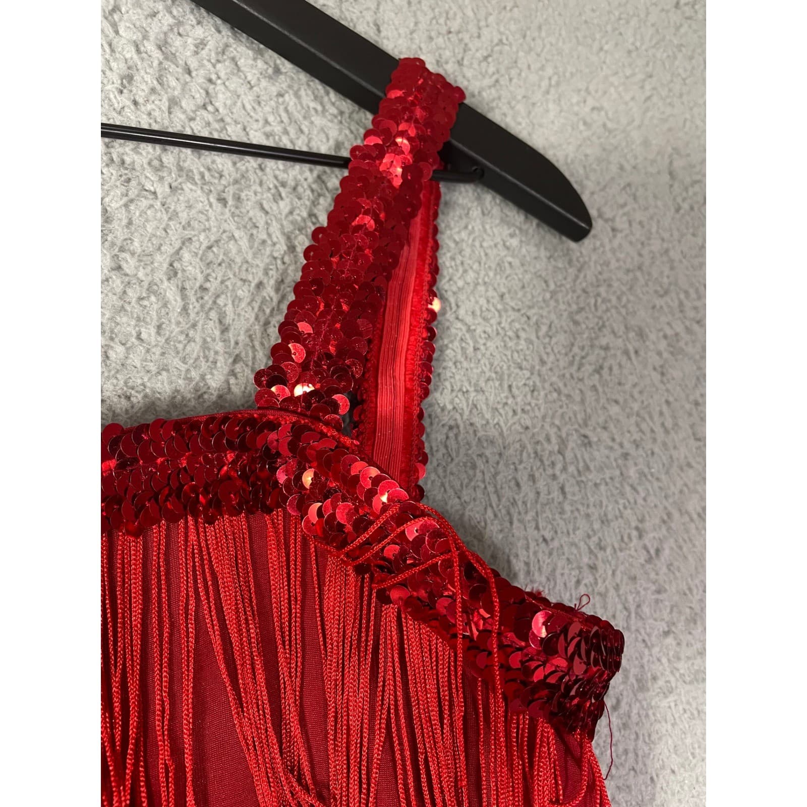 Red Flapper Dress Costume 1920s Roaring 20s Outfit Sequin Fringe Headband - Thumbnail 7