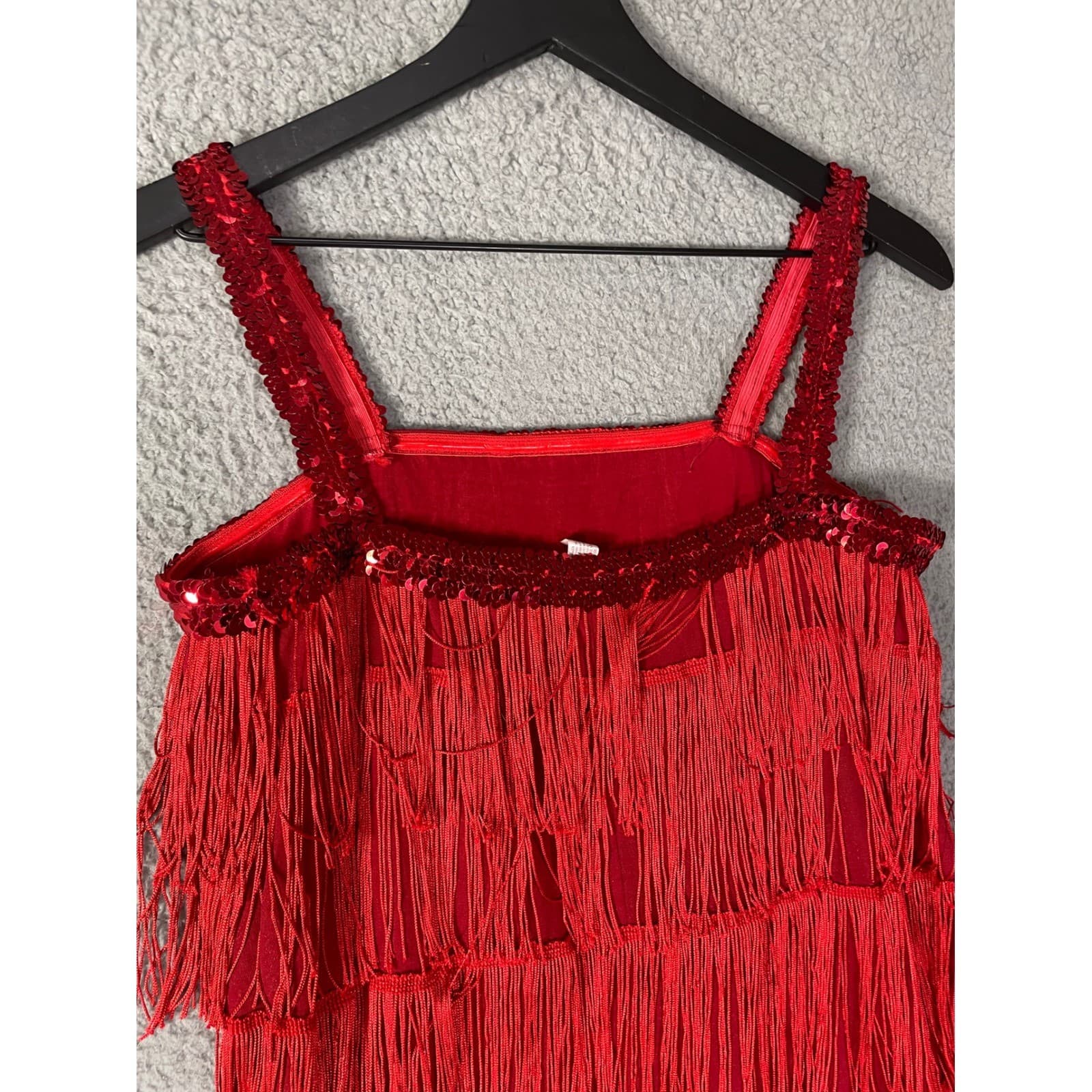 Red Flapper Dress Costume 1920s Roaring 20s Outfit Sequin Fringe Headband - Thumbnail 9