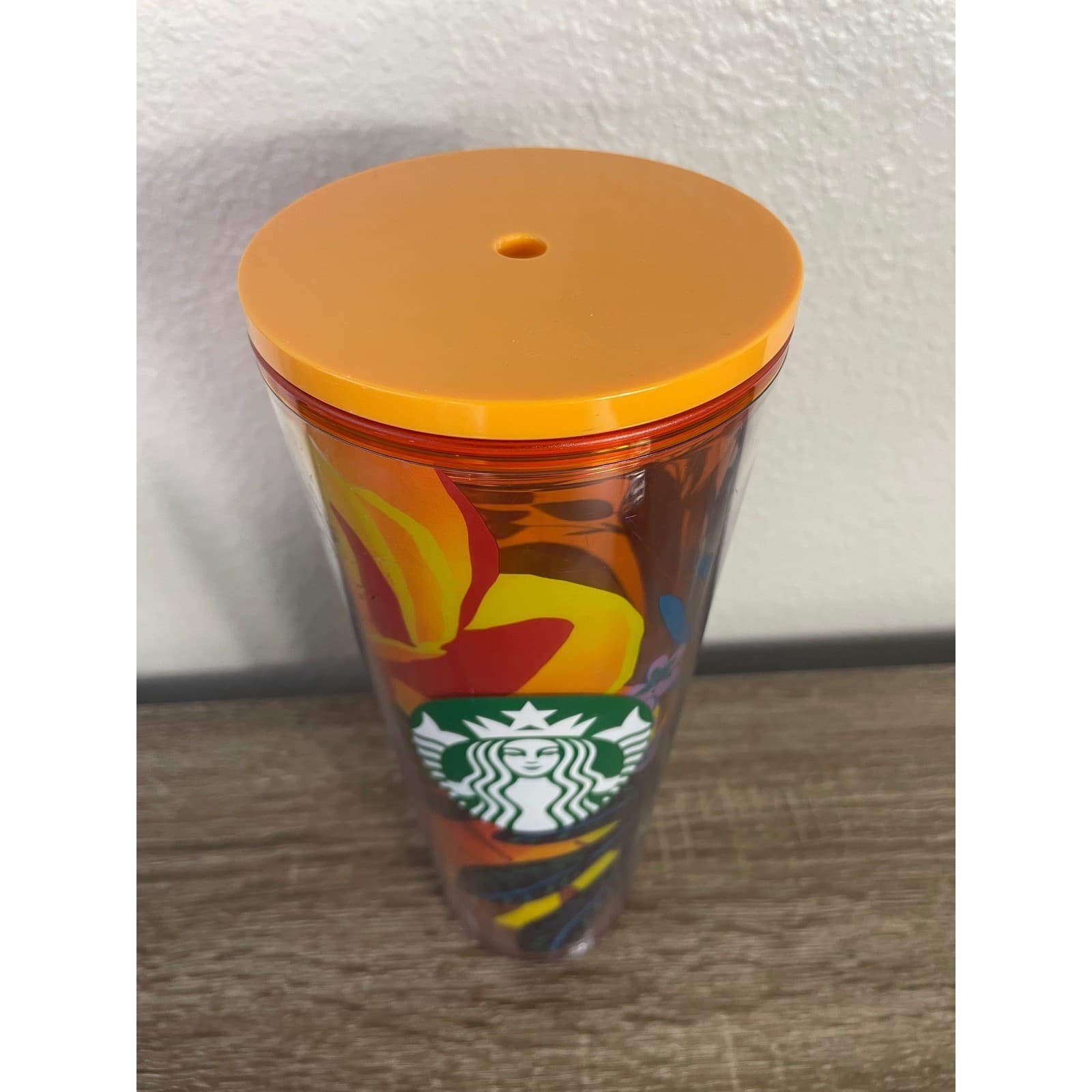 Starbucks 2021 Summer Tropical Floral Venti Tumbler 24oz Orange Lid Cold Cup - Thumbnail 4