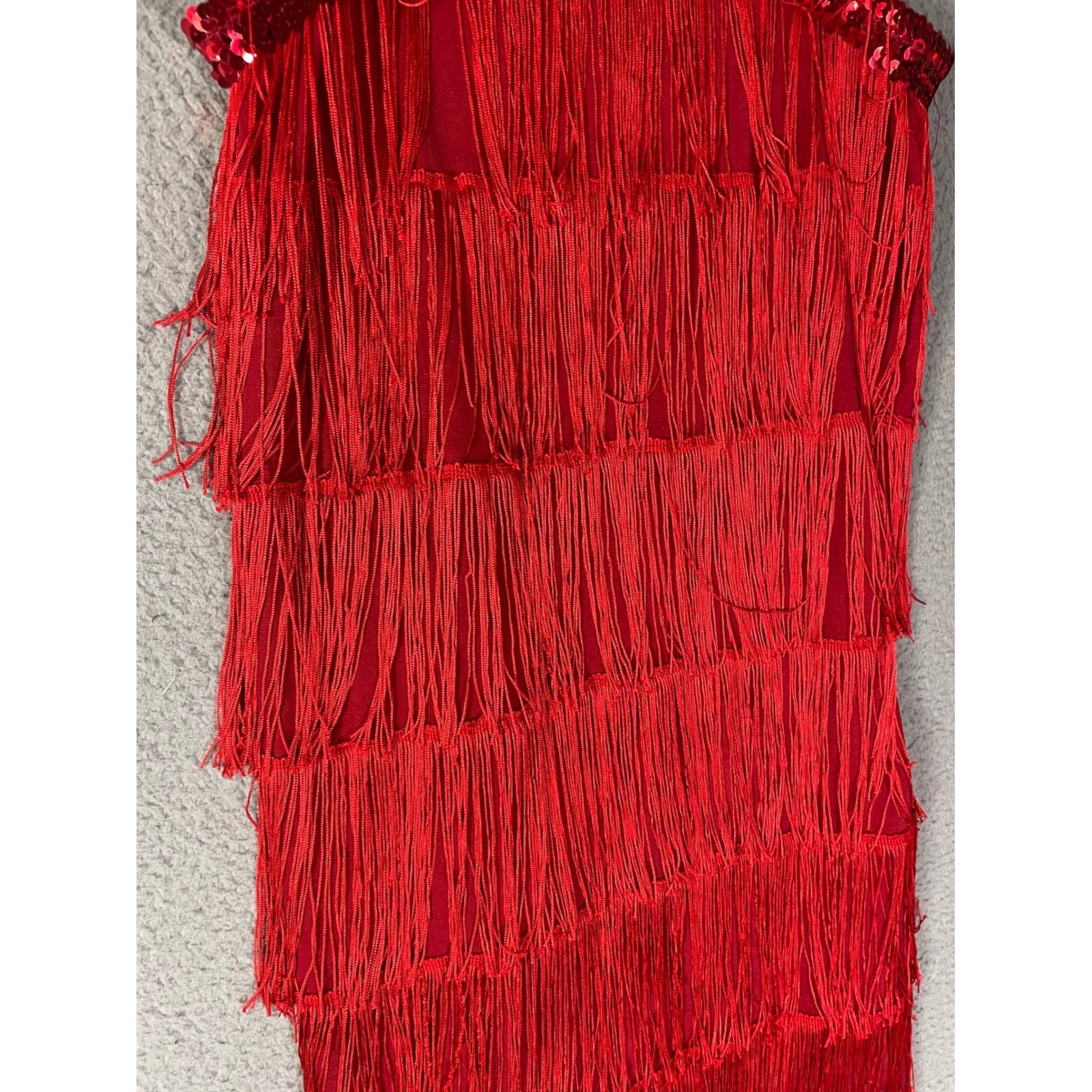 Red Flapper Dress Costume 1920s Roaring 20s Outfit Sequin Fringe Headband - Thumbnail 6