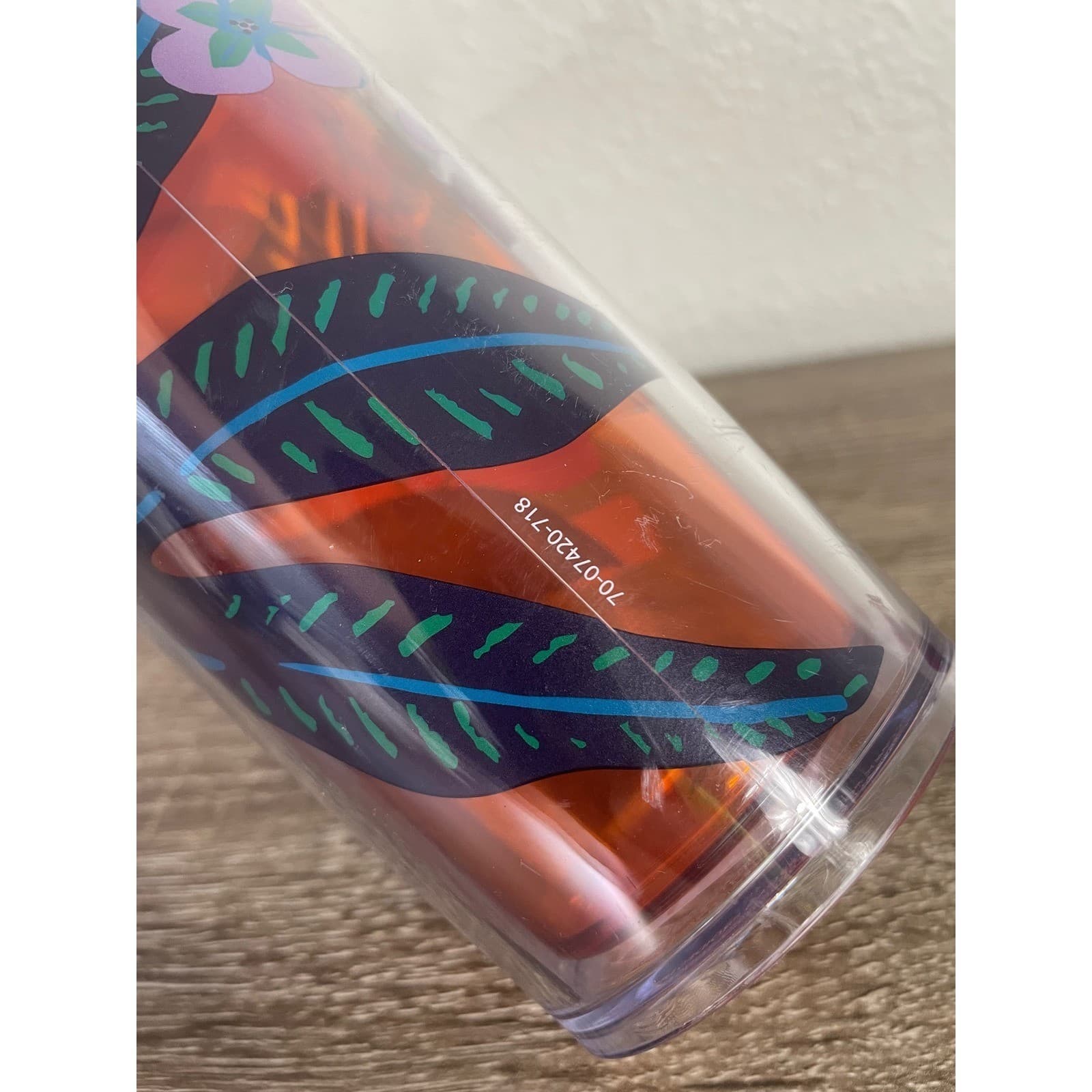 Starbucks 2021 Summer Tropical Floral Venti Tumbler 24oz Orange Lid Cold Cup - Thumbnail 8