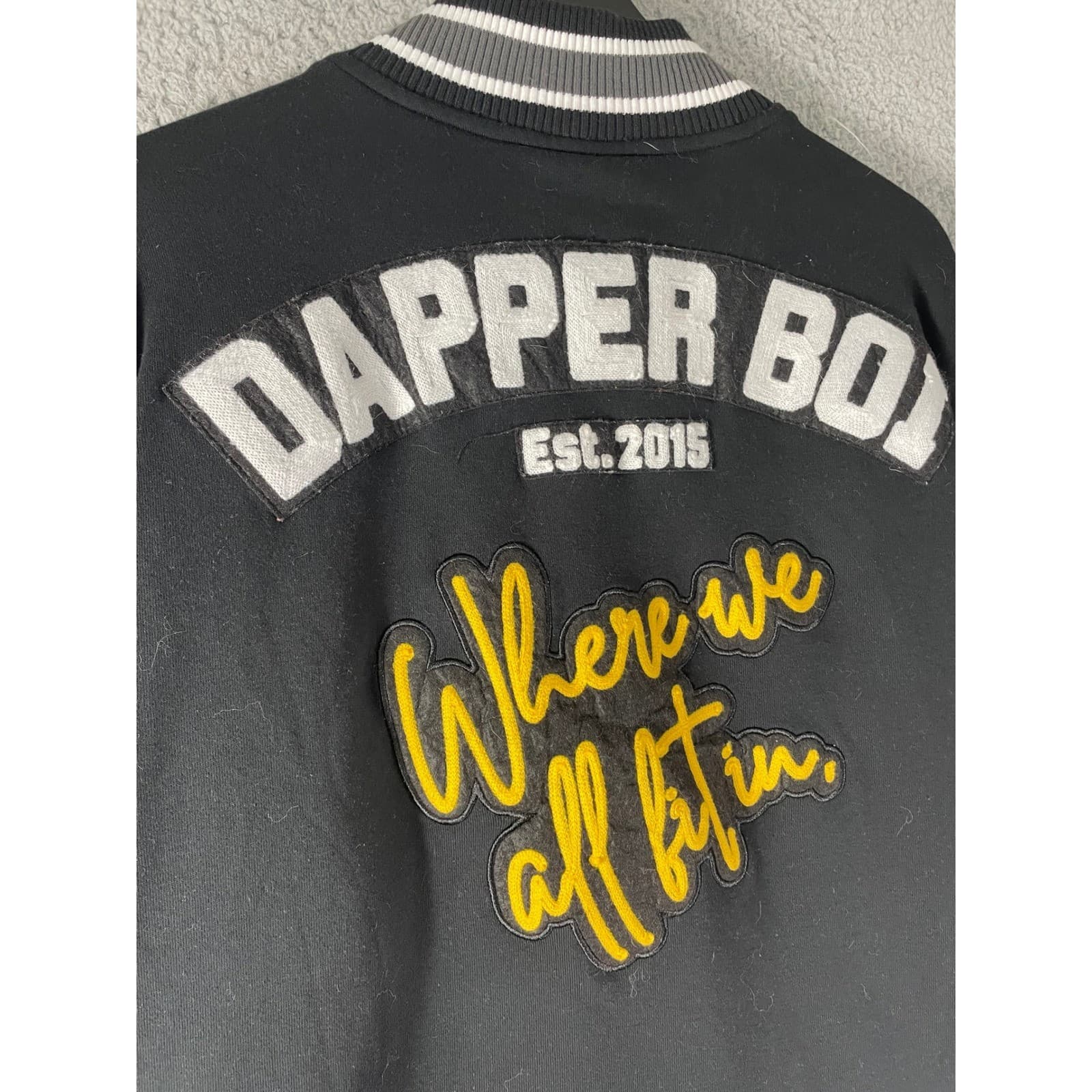Mens Varsity Jacket 4XL Black Button Up Oversized Streetwear Bomber Dapper Boi - Thumbnail 9