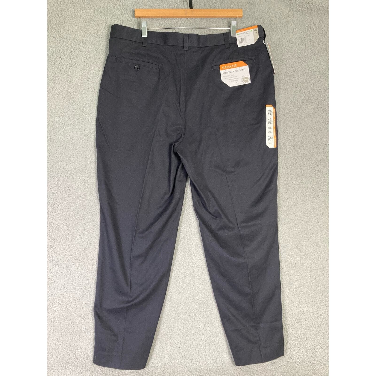 Savane Men's Chino Pants Size 40 Blue Straight Leg Wrinkle Free NEW NWT - Thumbnail 2