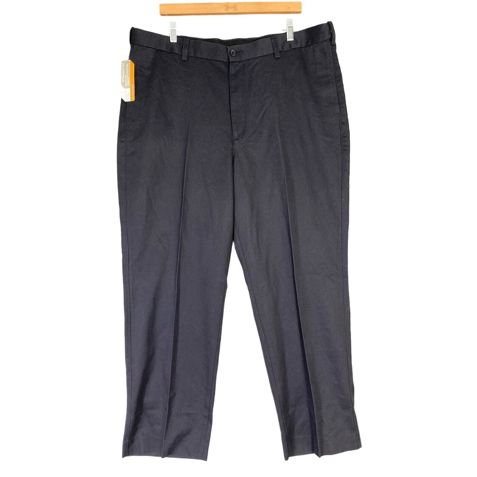 Savane Men's Chino Pants Size 40 Blue Straight Leg Wrinkle Free NEW NWT