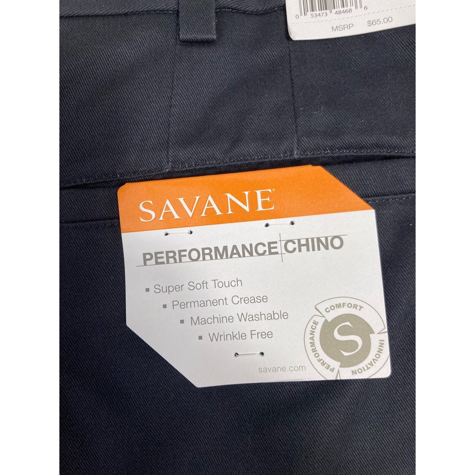 Savane Men's Chino Pants Size 40 Blue Straight Leg Wrinkle Free NEW NWT - Thumbnail 6